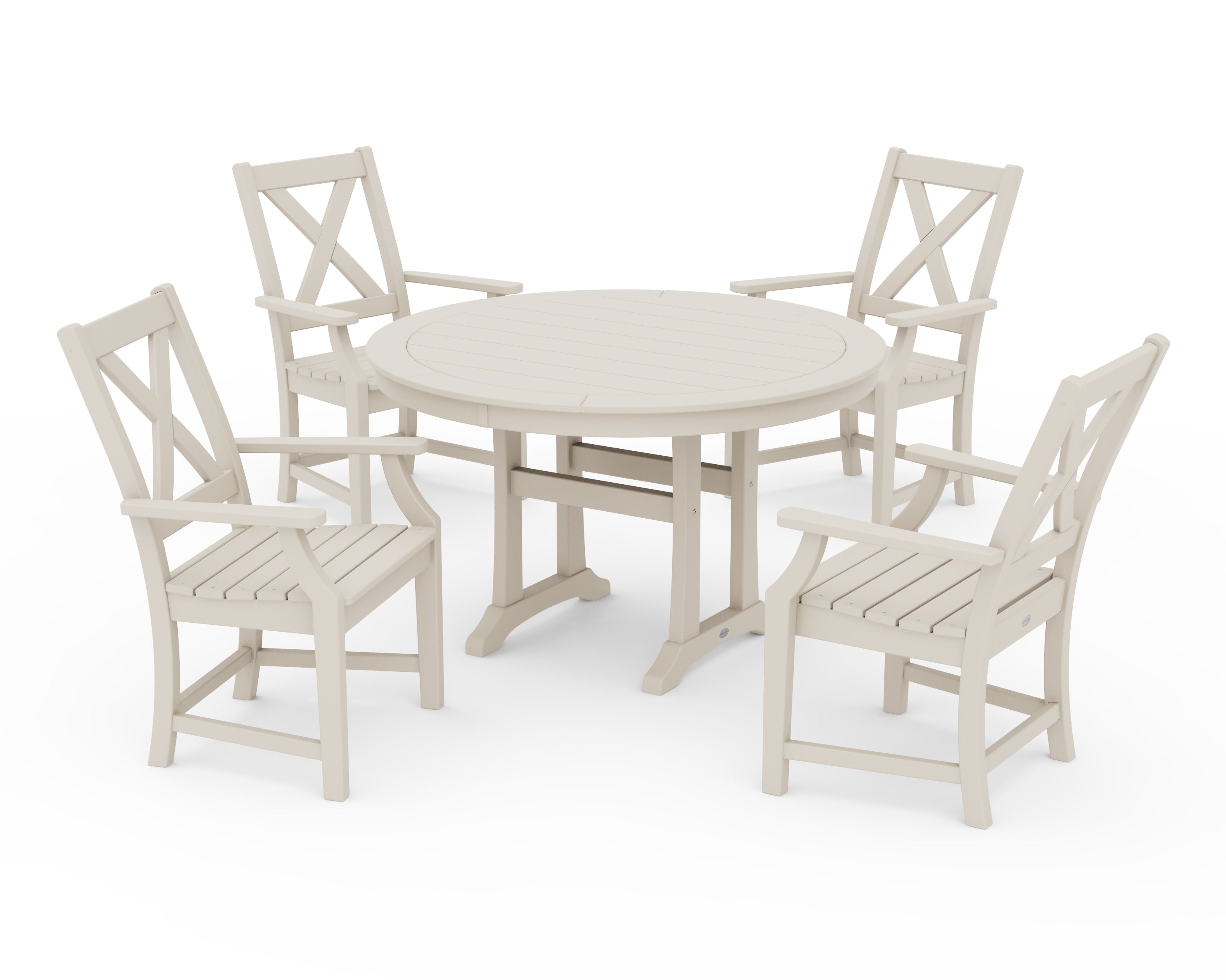 Braxton 5-Piece Nautical Trestle Arm Chair Dining Set in Sand