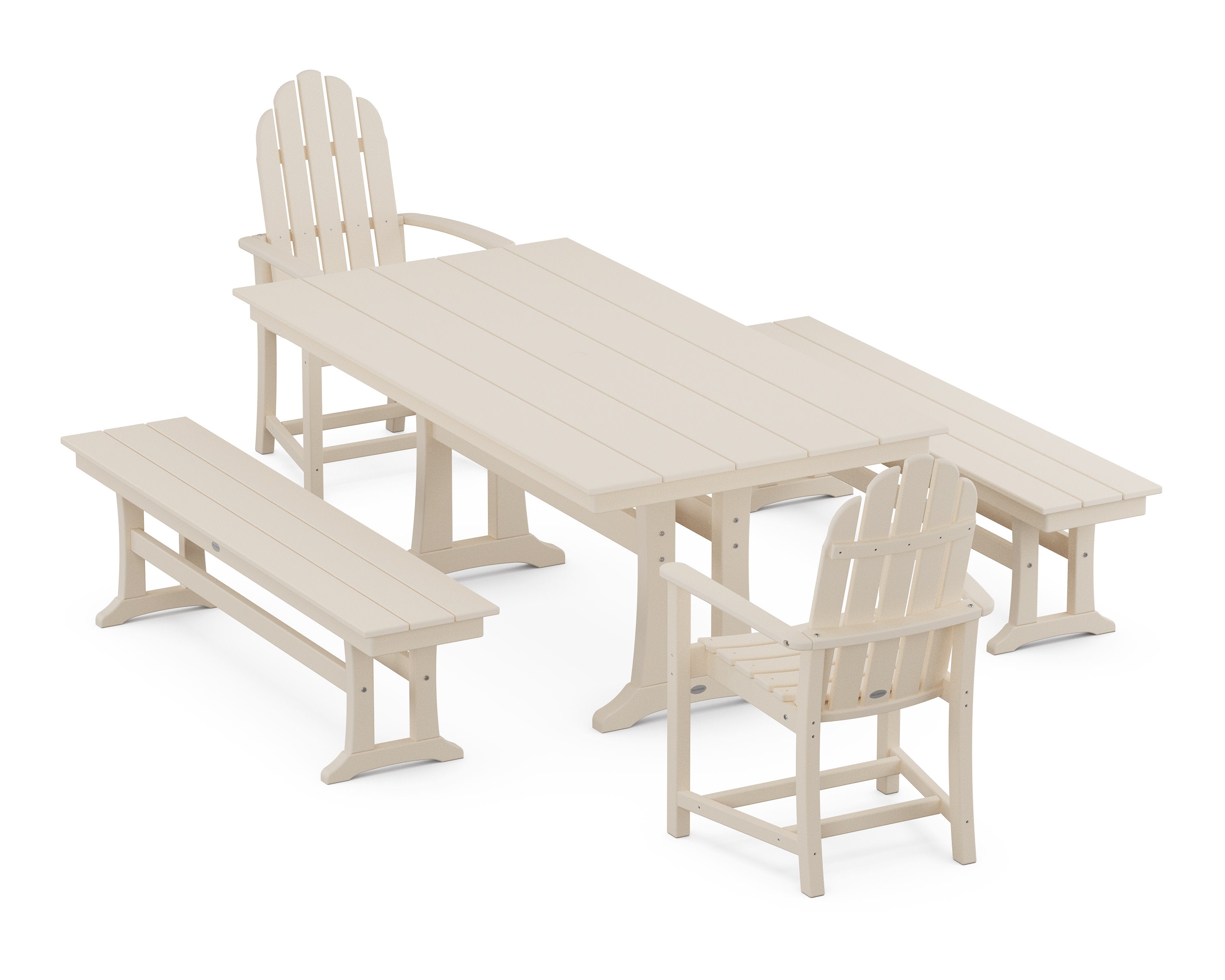 Classic Adirondack 5-Piece Farmhouse Dining Set With Trestle Legs in Sand