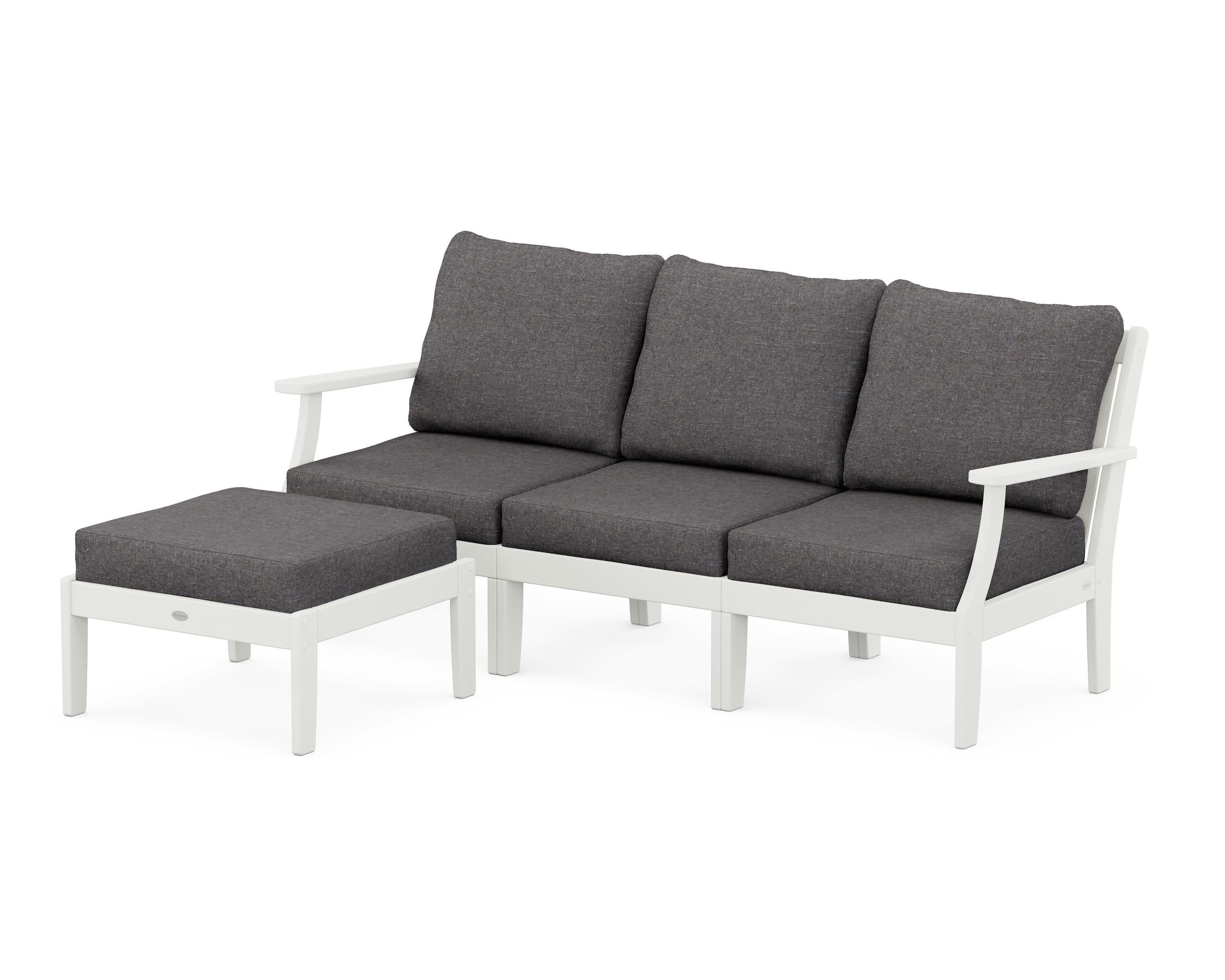 Braxton Modular 4-Piece Deep Seating Set with Ottoman in Vintage White / Ash Charcoal