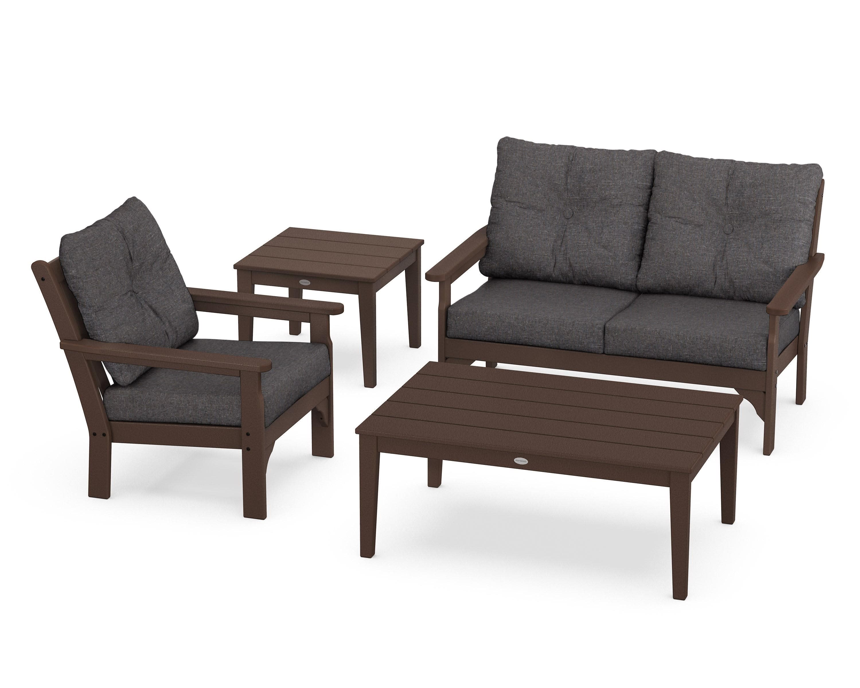 Vineyard 4-Piece Deep Seating Set in Mahogany / Ash Charcoal