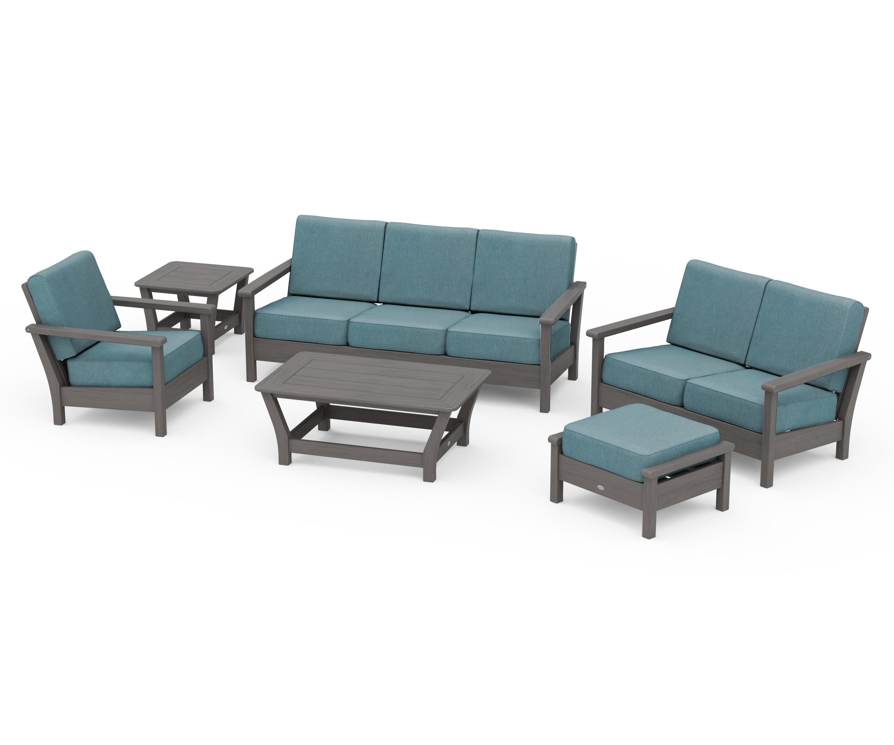 Harbour 6-Piece Outdoor Living Set in Driftwood / Ocean Teal