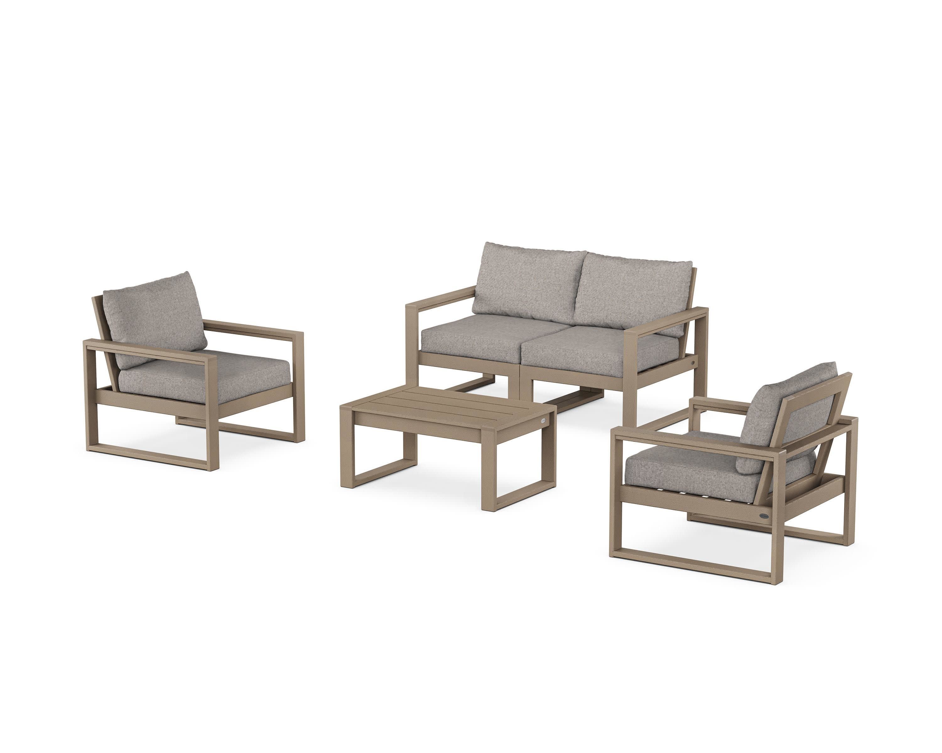 EDGE Sectional 4-Piece Deep Seating Set with Loveseat in Vintage Sahara / Weathered Tweed
