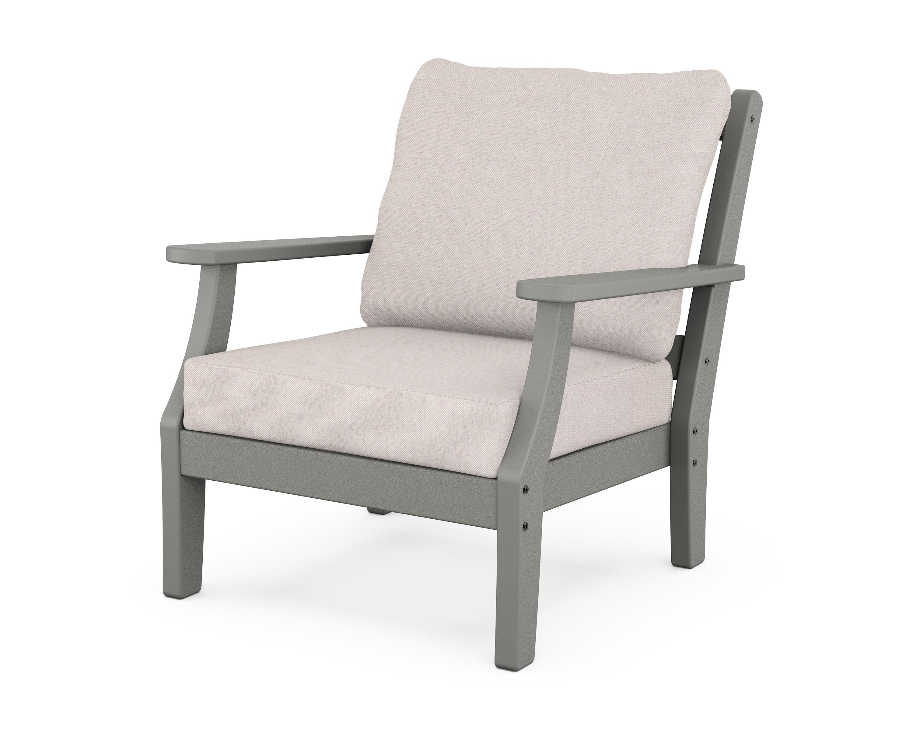 Chinoiserie Deep Seating Chair in Slate Grey / Dune Burlap