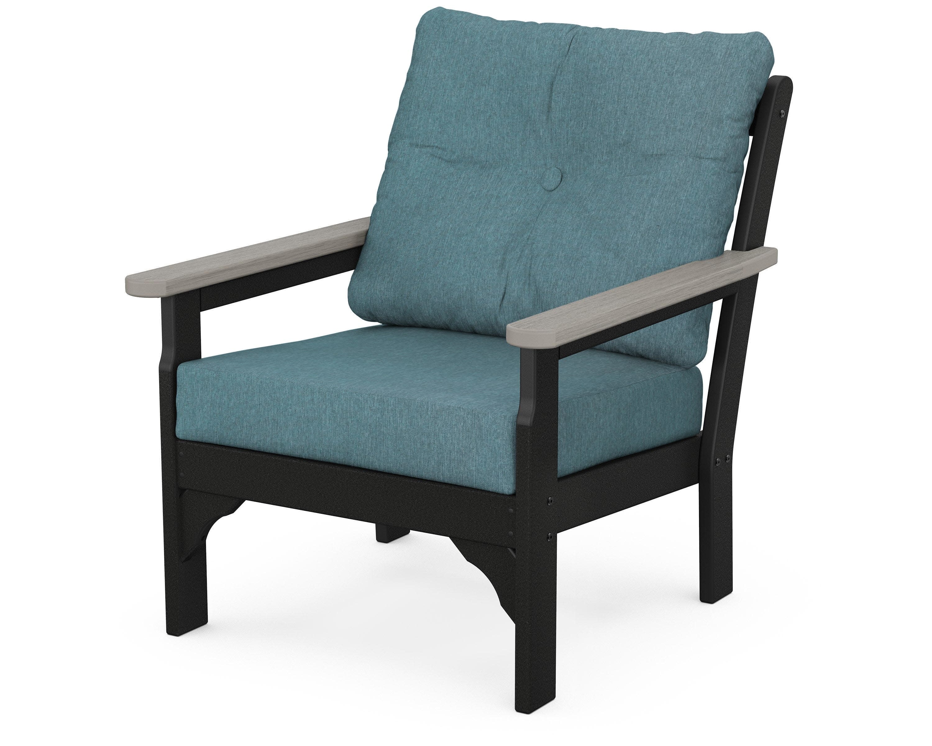 Vineyard Deep Seating Chair in Black / Driftwood / Ocean Teal