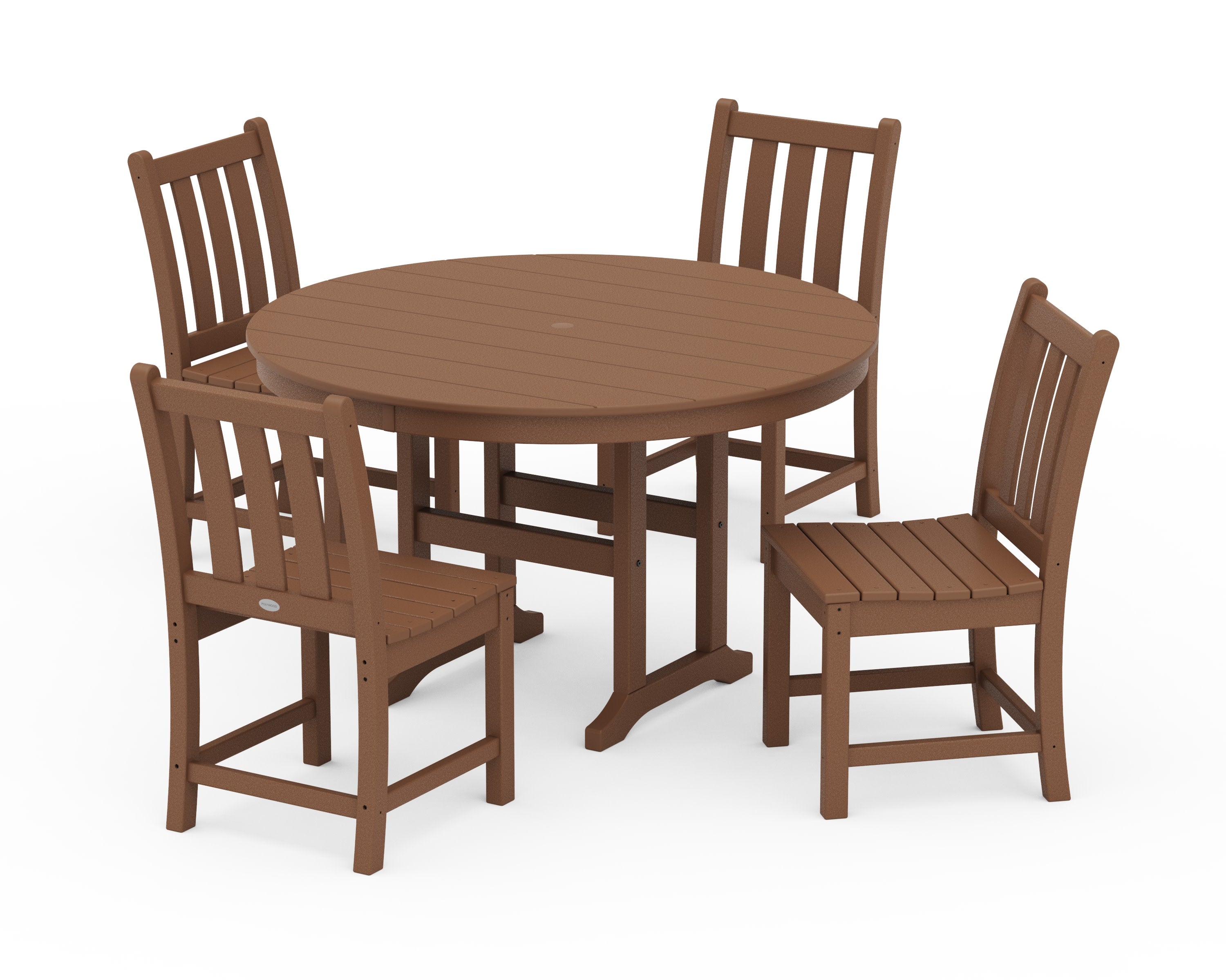 Traditional Garden Side Chair 5-Piece Round Farmhouse Dining Set in Teak