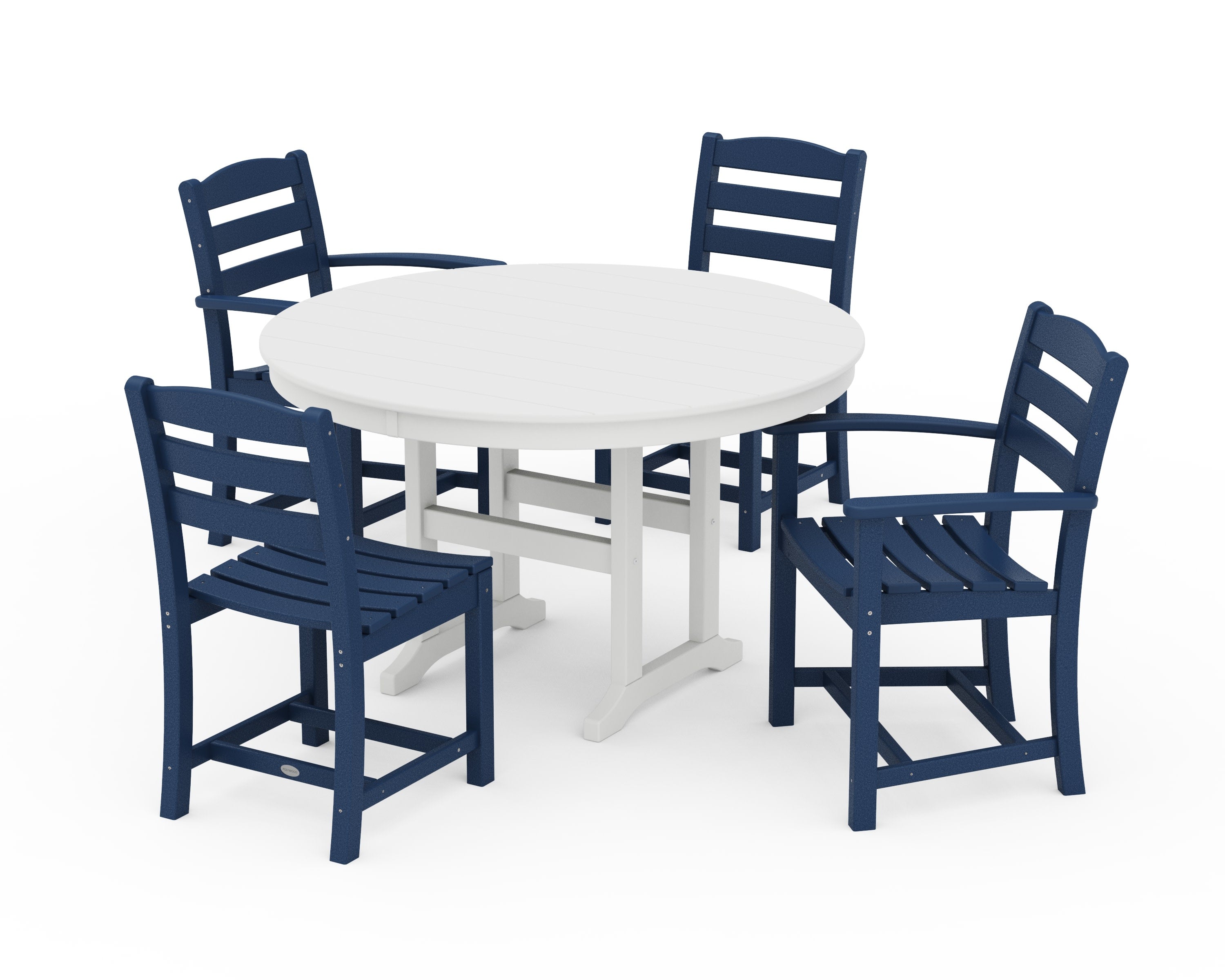 La Casa Caf 5-Piece Round Farmhouse Dining Set in Navy / White