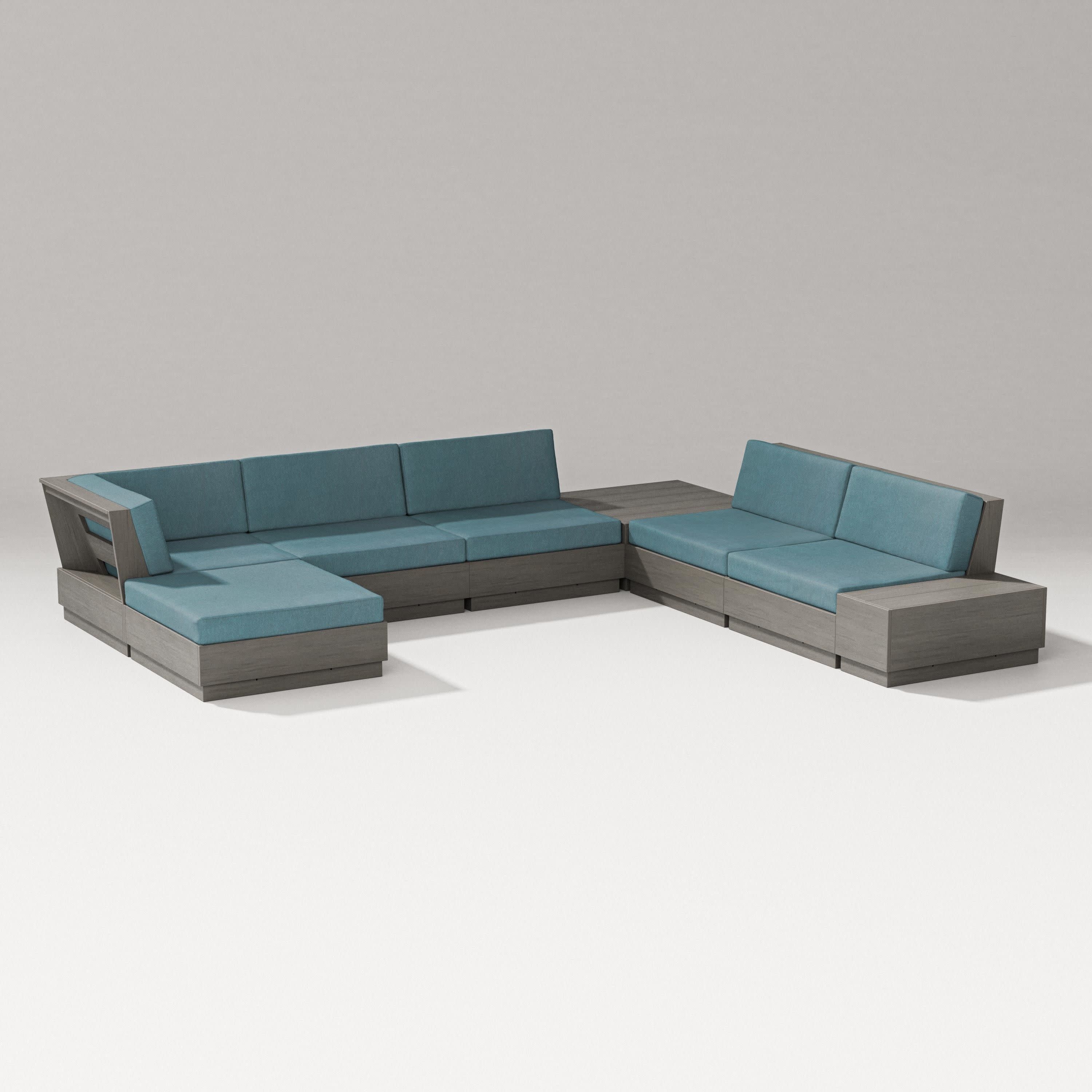Elevate 8-Piece Corner Sectional in Driftwood / Ocean Teal