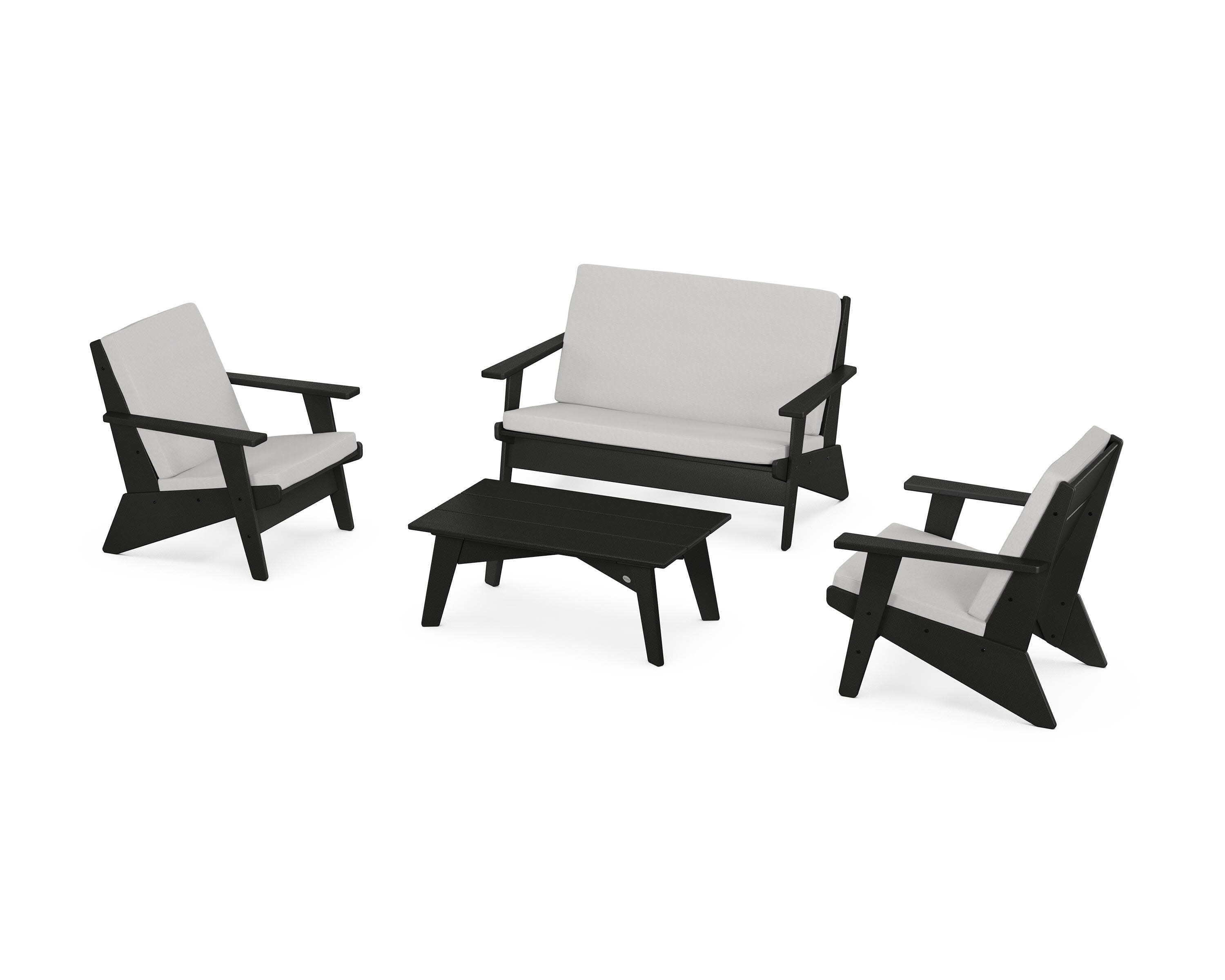 Riviera Modern Lounge 4-Piece Set in Black / Diamond in the Rough
