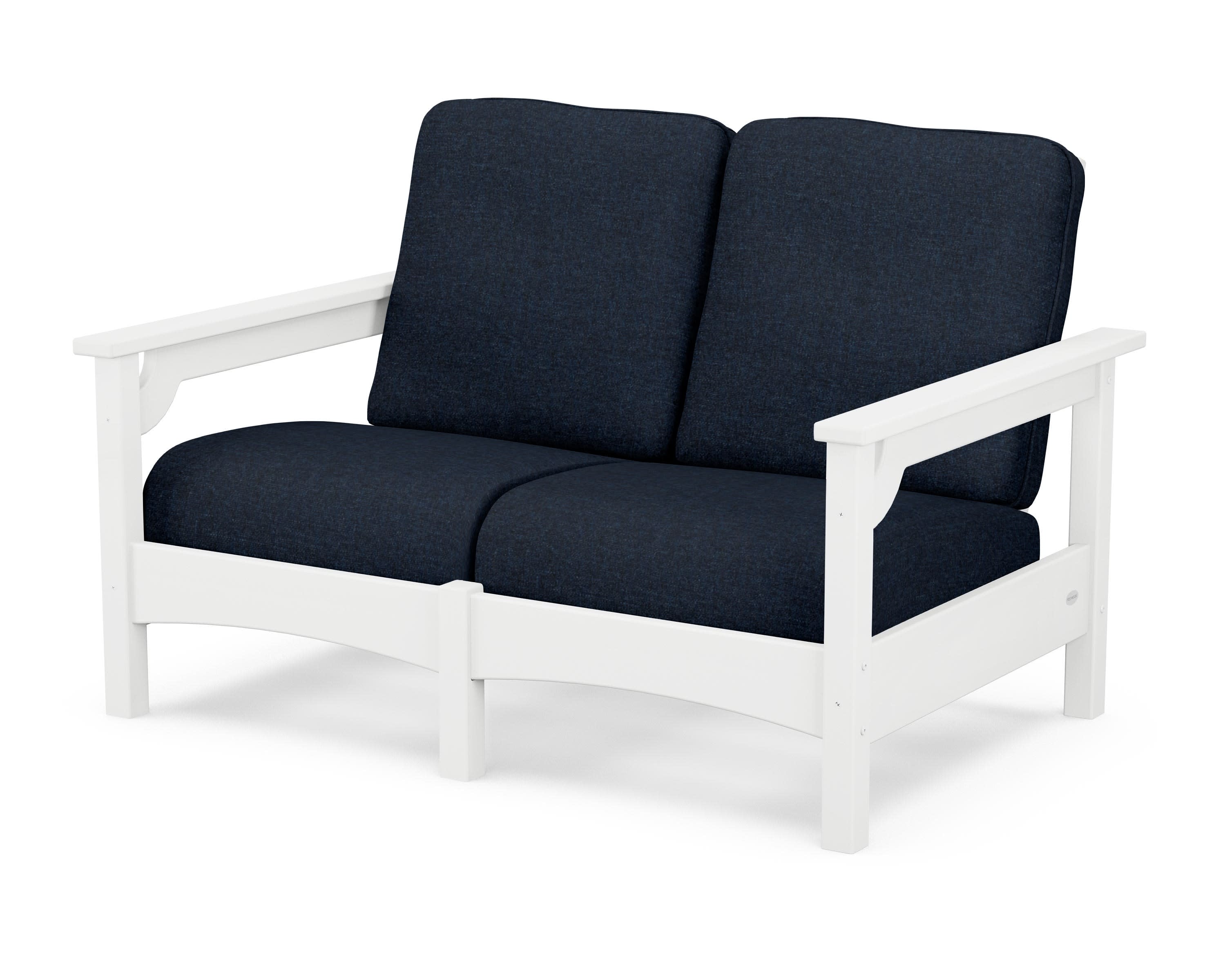 Club Loveseat in White / Marine Indigo