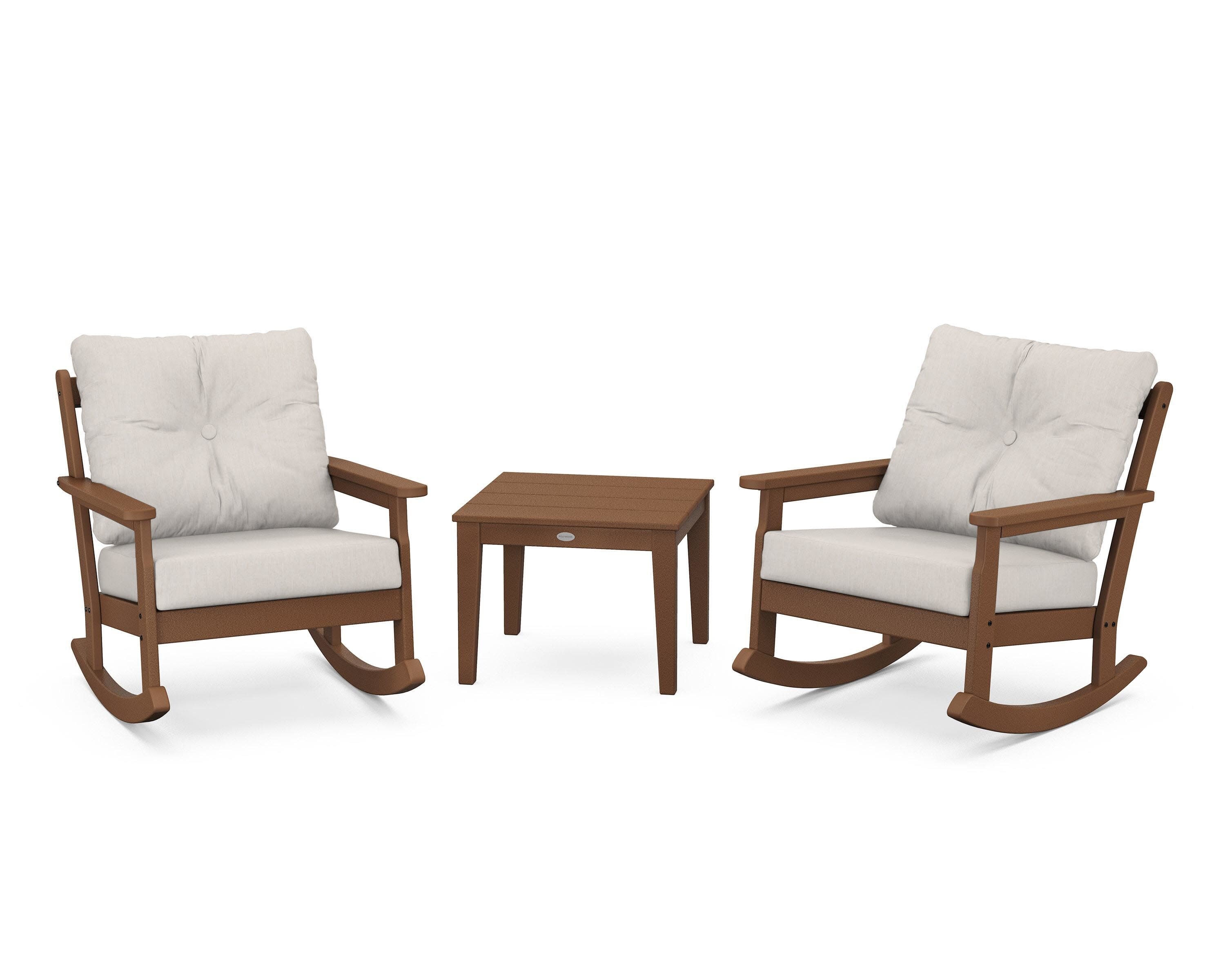 Vineyard 3-Piece Deep Seating Rocker Set in Teak / Cast Ash