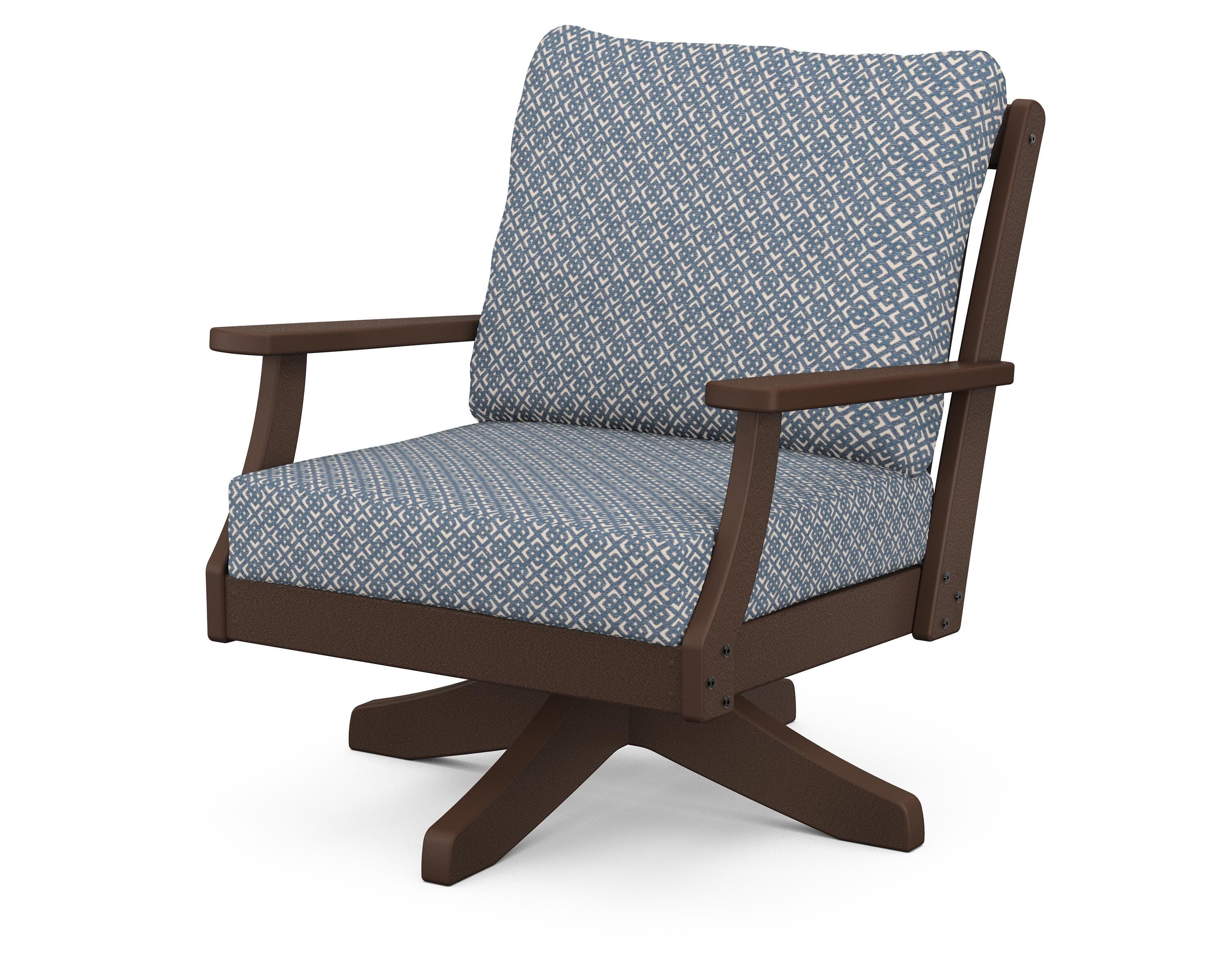 Braxton Deep Seating Swivel Chair in Mahogany / Hopscotch