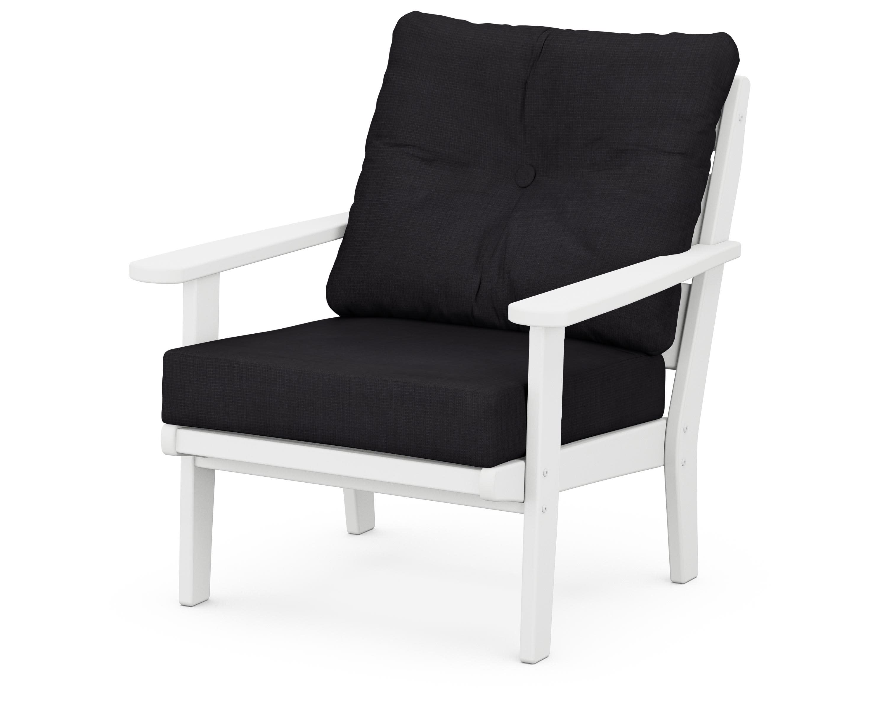 Lakeside Deep Seating Chair in White / Midnight Linen