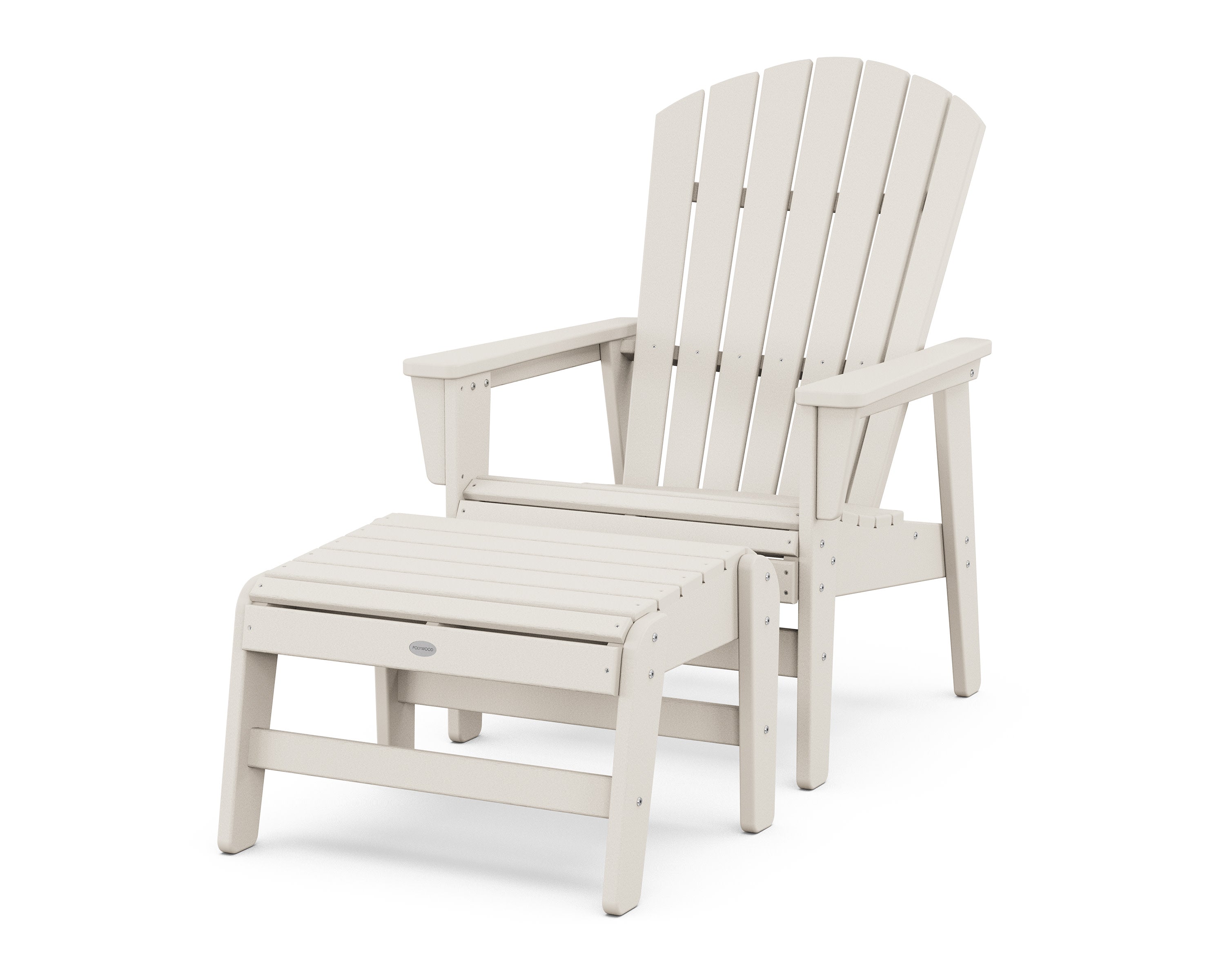 Nautical Grand Upright Adirondack Chair with Ottoman in Sand