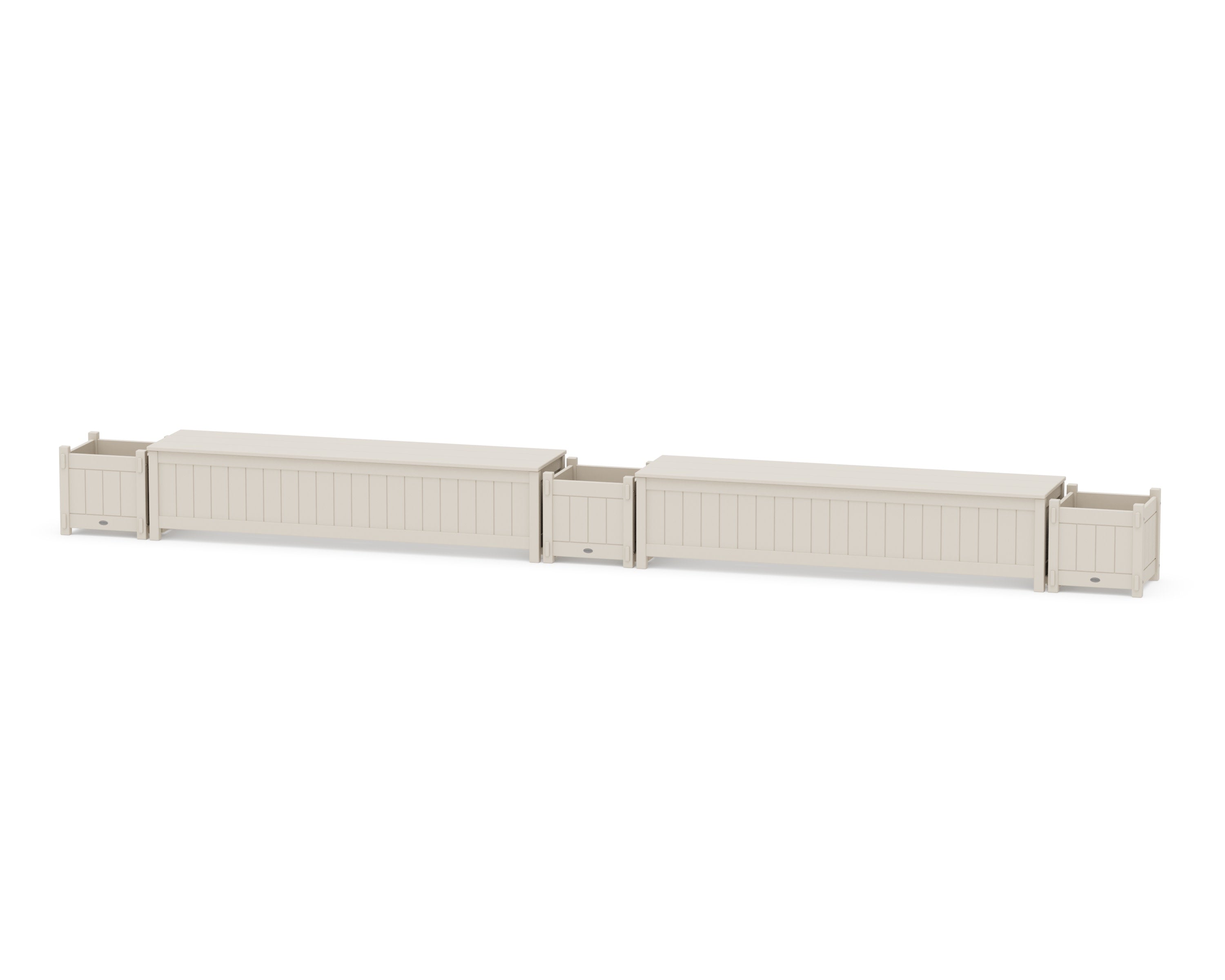 72" Vineyard Straight Double Planter Storage Bench Set in Sand