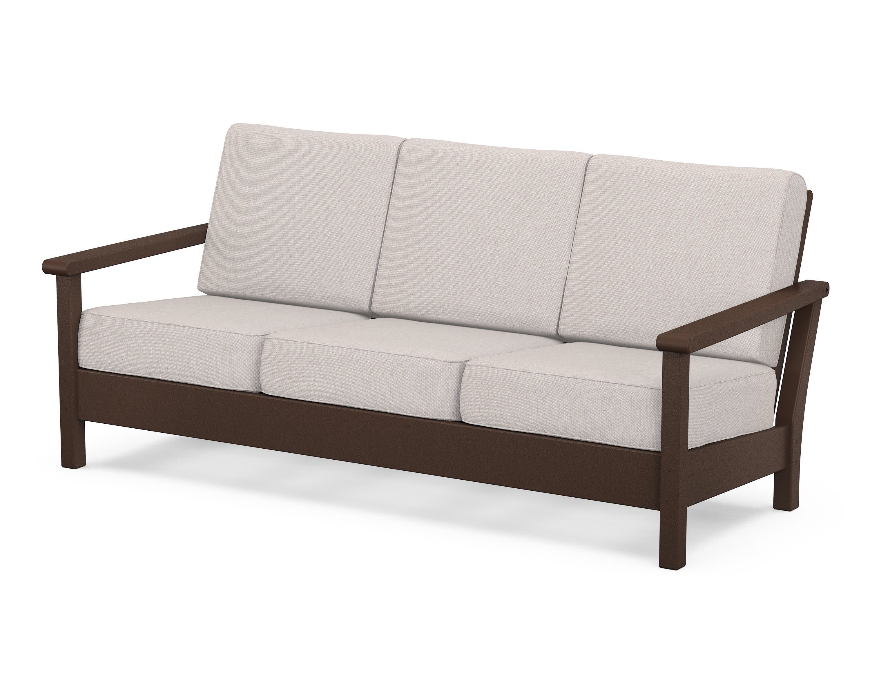 Harbour Deep Seating Sofa in Mahogany / Dune Burlap