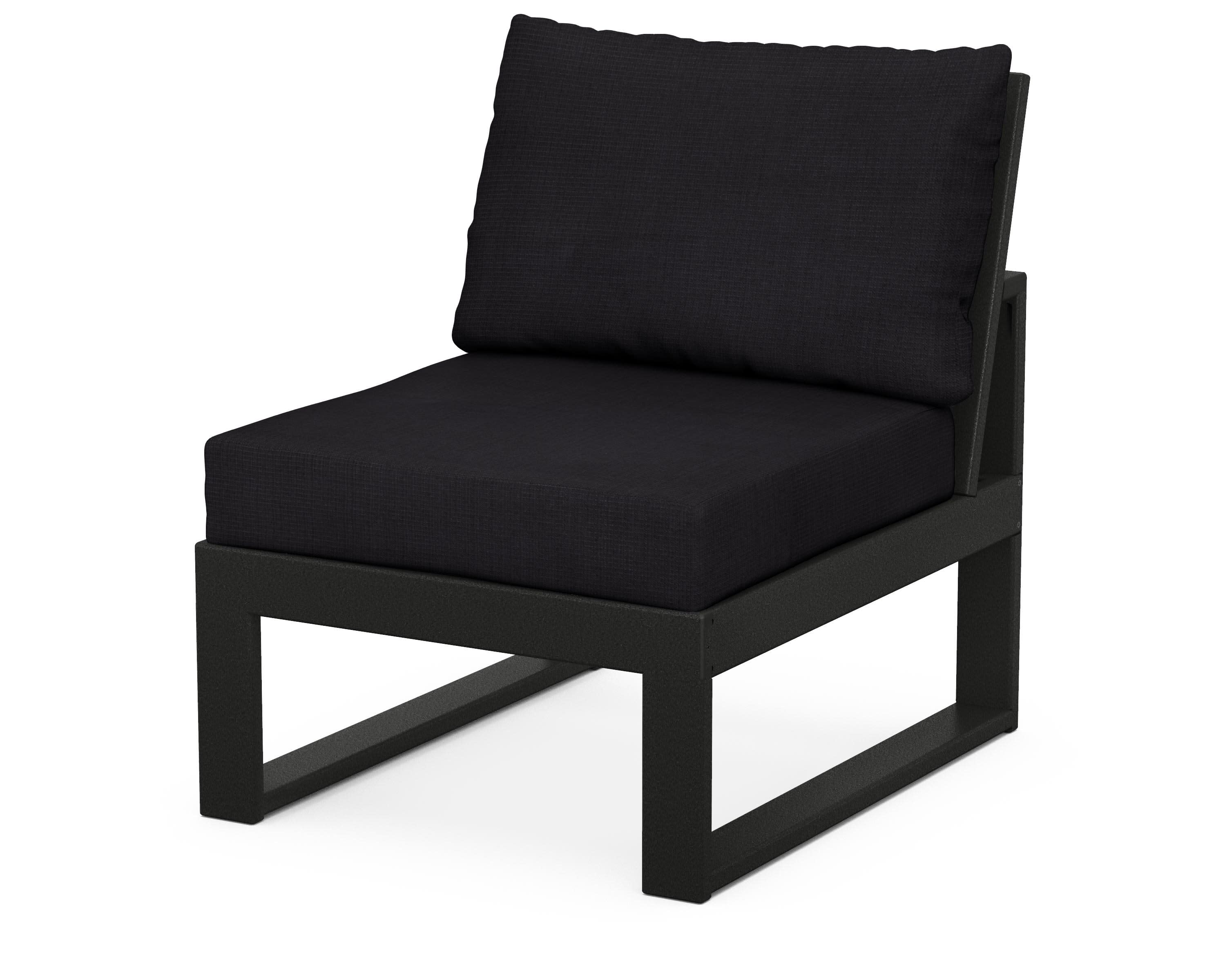 Modular Armless Chair in Black / Midnight Linen