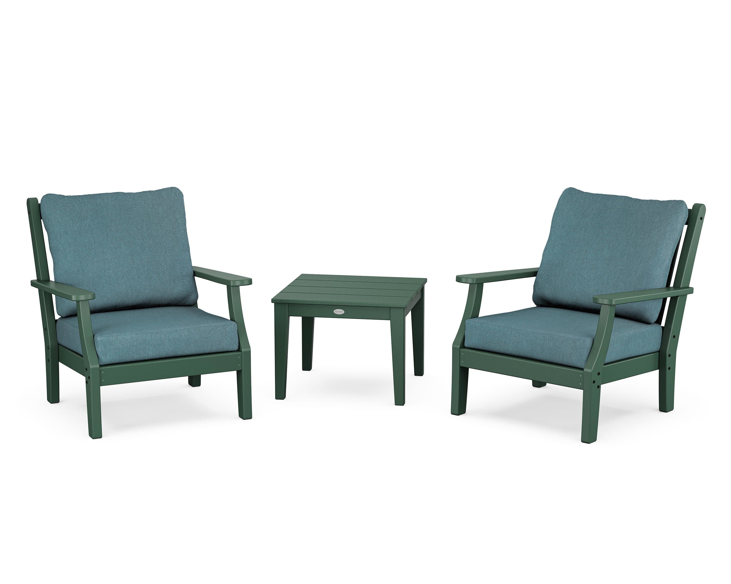 Wovendale 3-Piece Deep Seating Set in Green / Ocean Teal