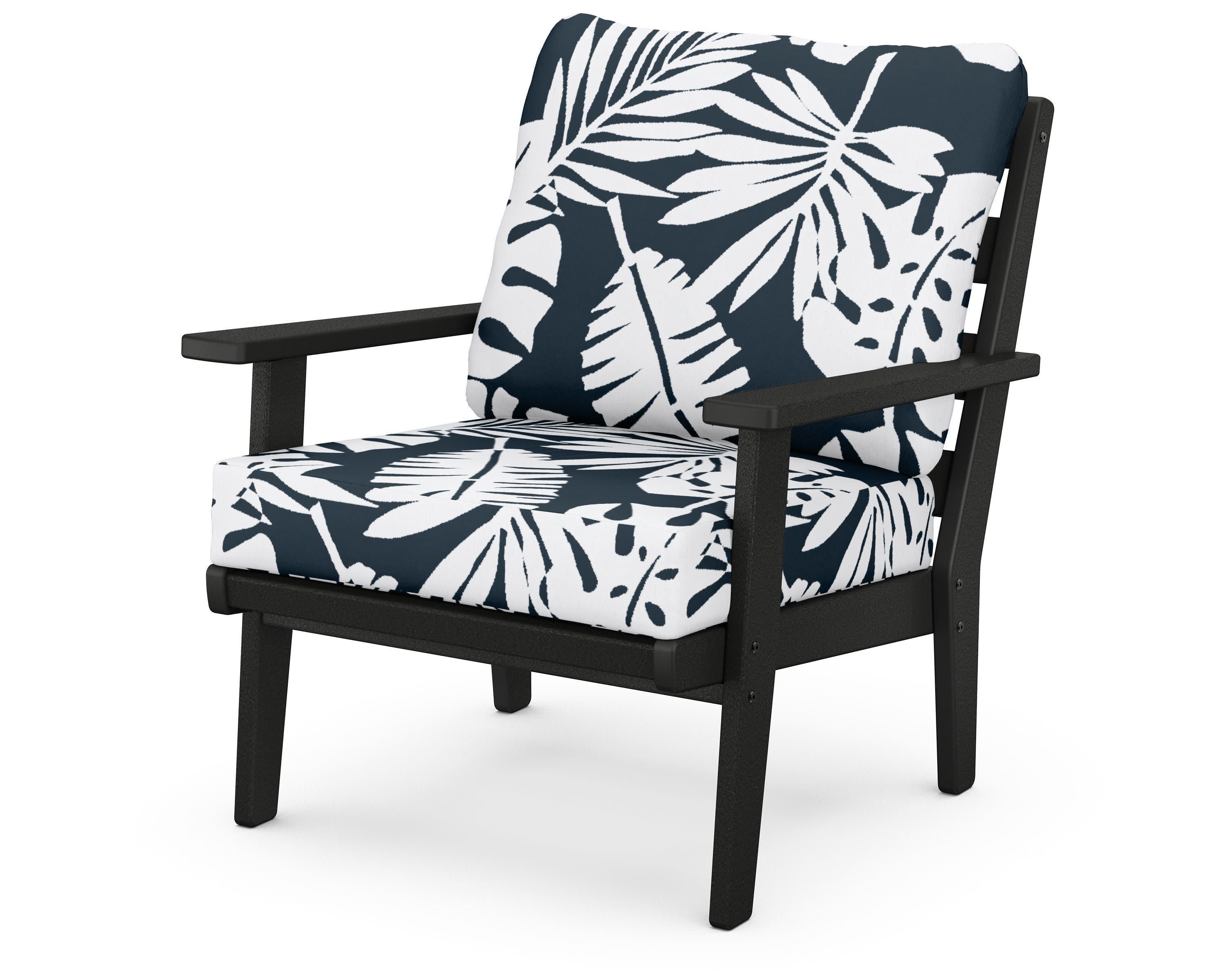 Grant Park Deep Seating Chair in Black / Leaf Marine Indigo