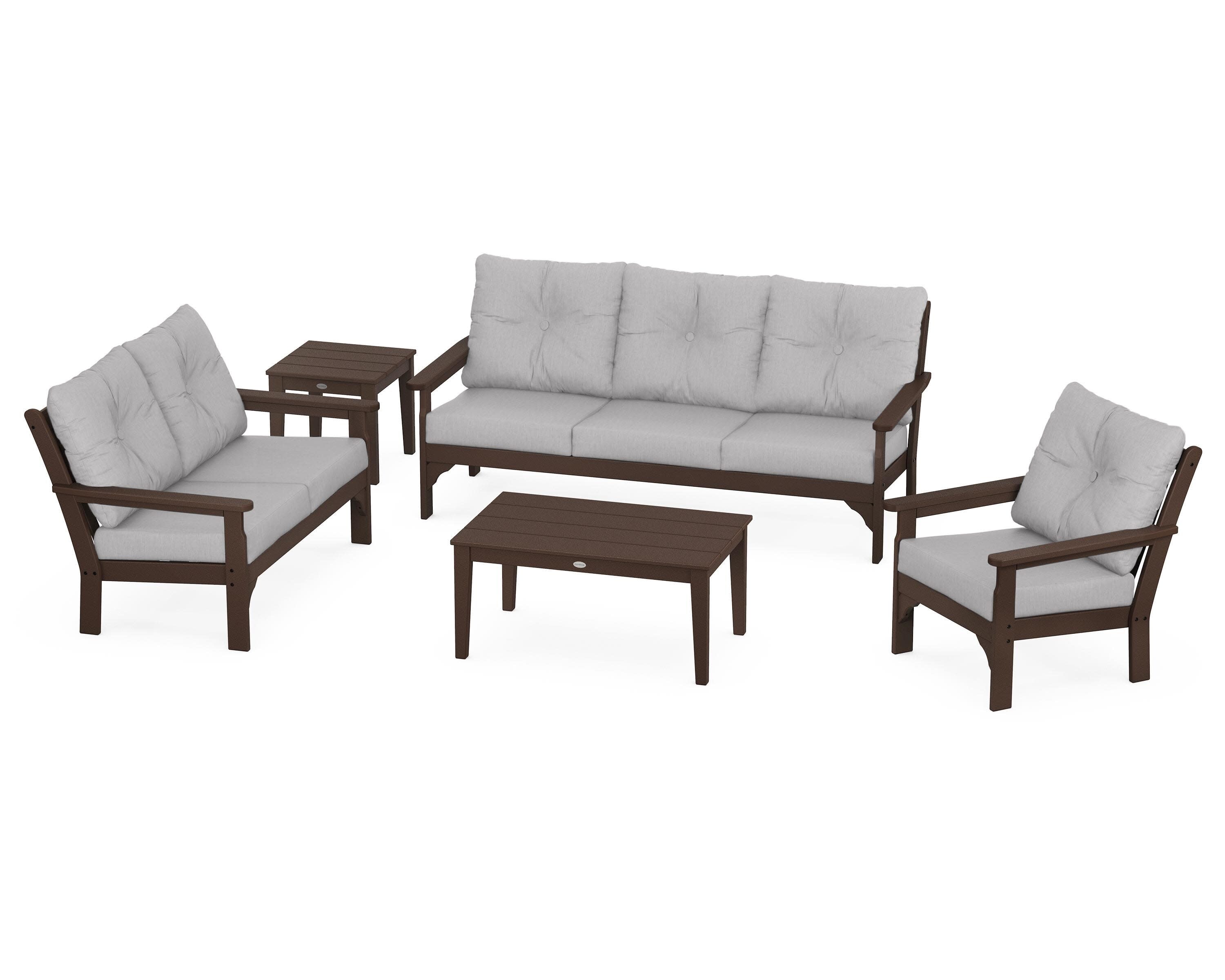 Vineyard 5 Piece Deep Seating Set in Mahogany / Granite