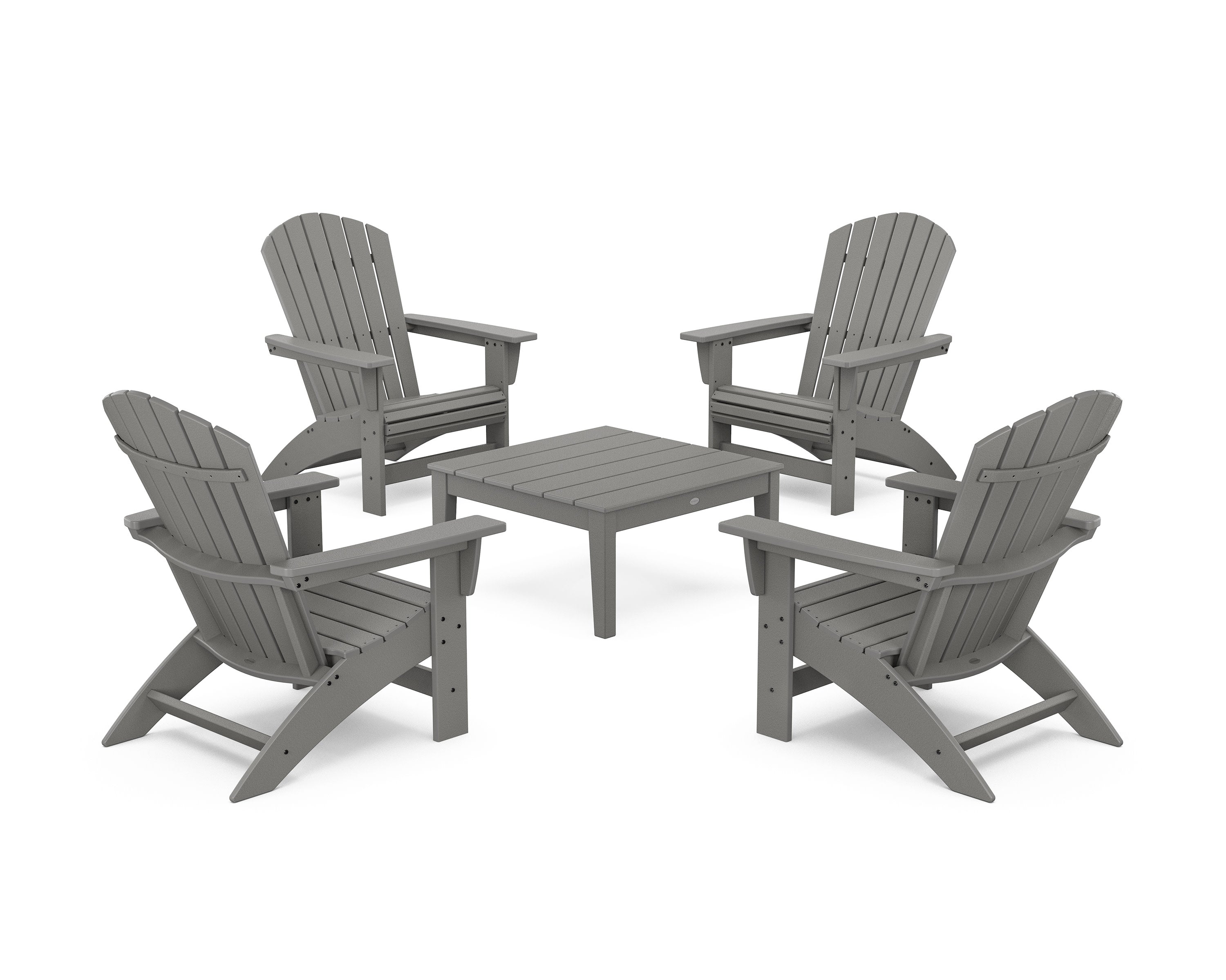 5-Piece Nautical Grand Adirondack Chair Conversation Group in Slate Grey