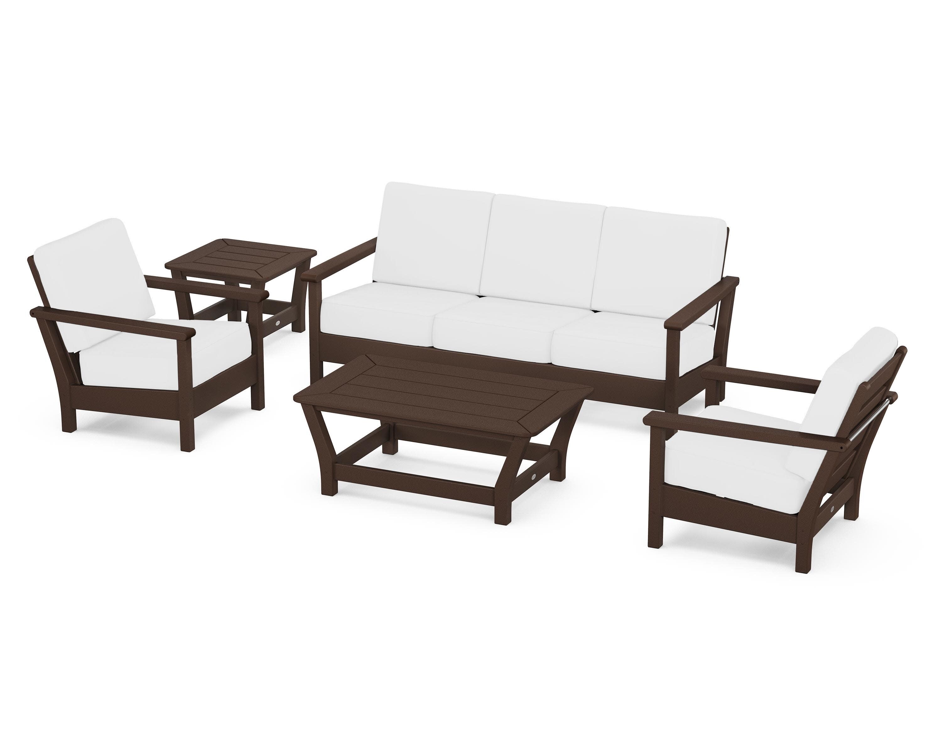Harbour 5-Piece Deep Seating Set in Mahogany / Natural