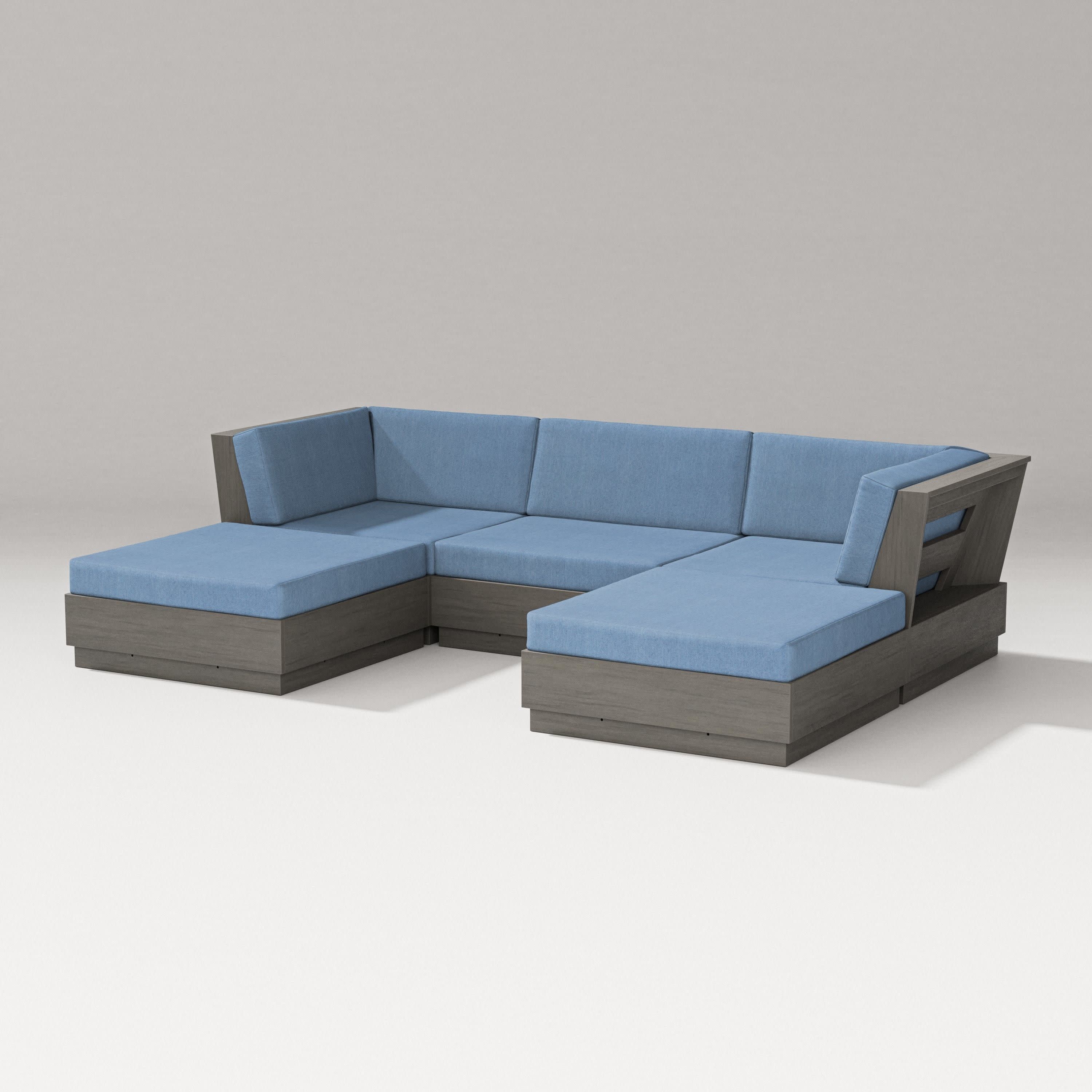 Elevate Double Chaise Sectional in Driftwood / Sky Blue