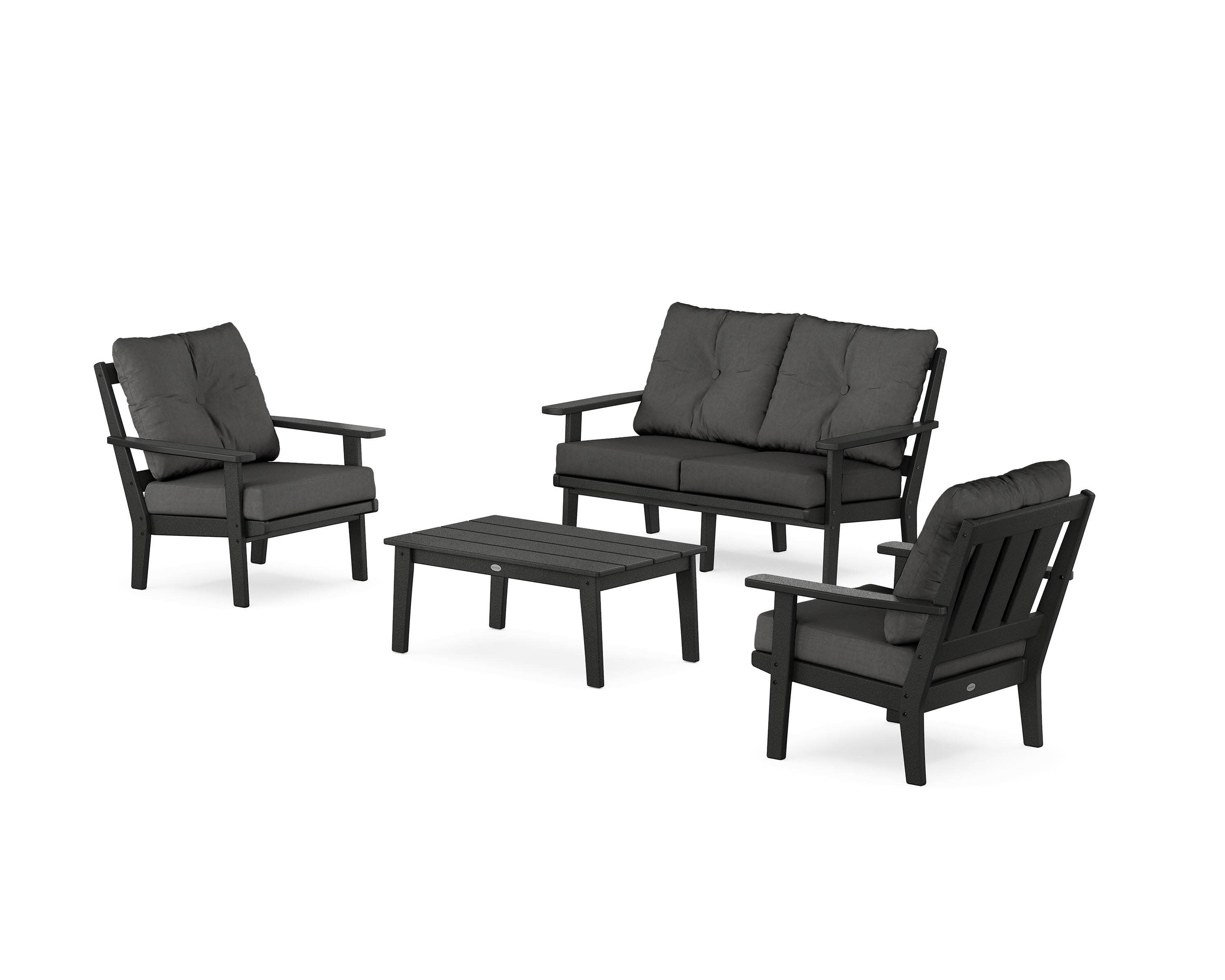 Oxford 4-Piece Deep Seating Set with Loveseat in Black / Spectrum Carbon