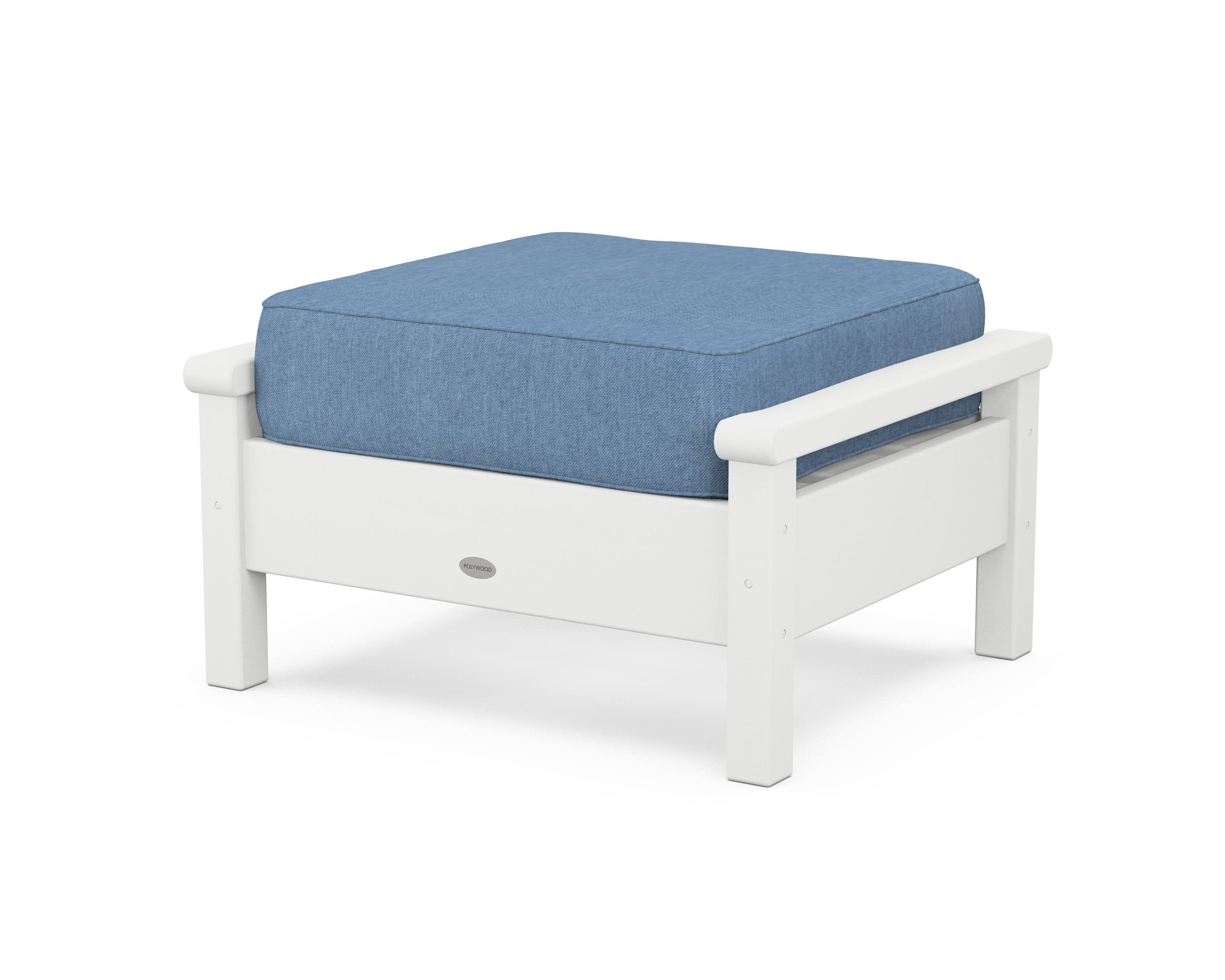 Harbour Deep Seating Ottoman in White / Sky Blue