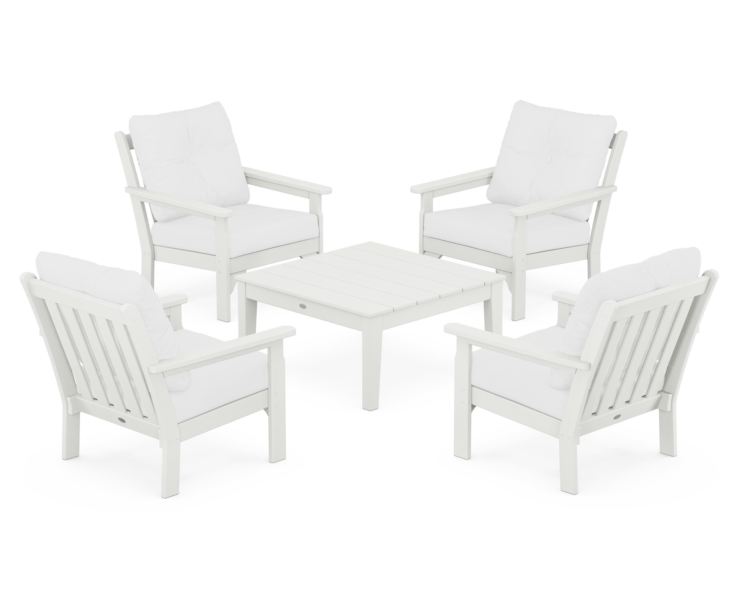 Vineyard 5-Piece Deep Seating Conversation Set in Vintage White / Natural