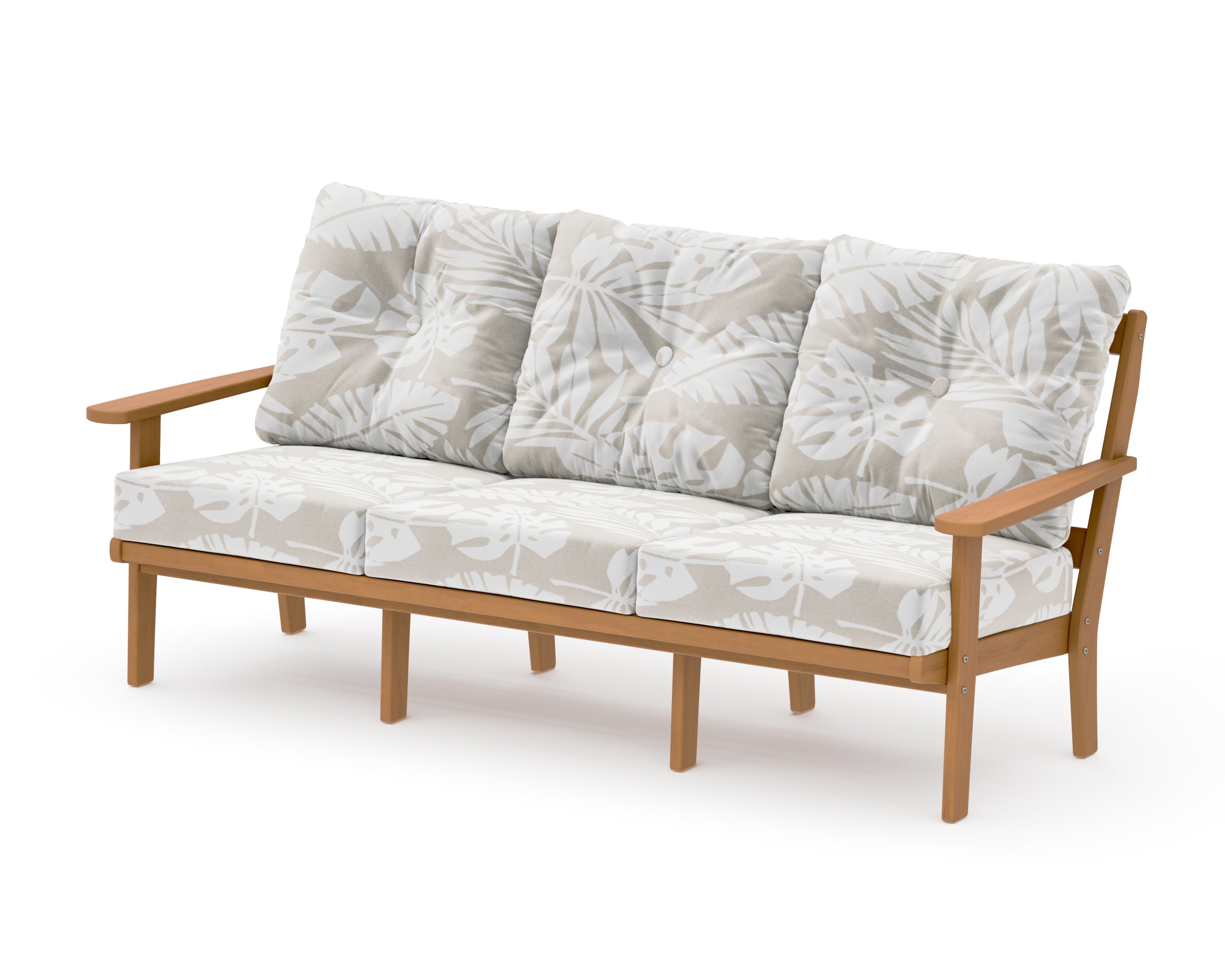 Mission Deep Seating Sofa in Natural / Leaf Dune Burlap