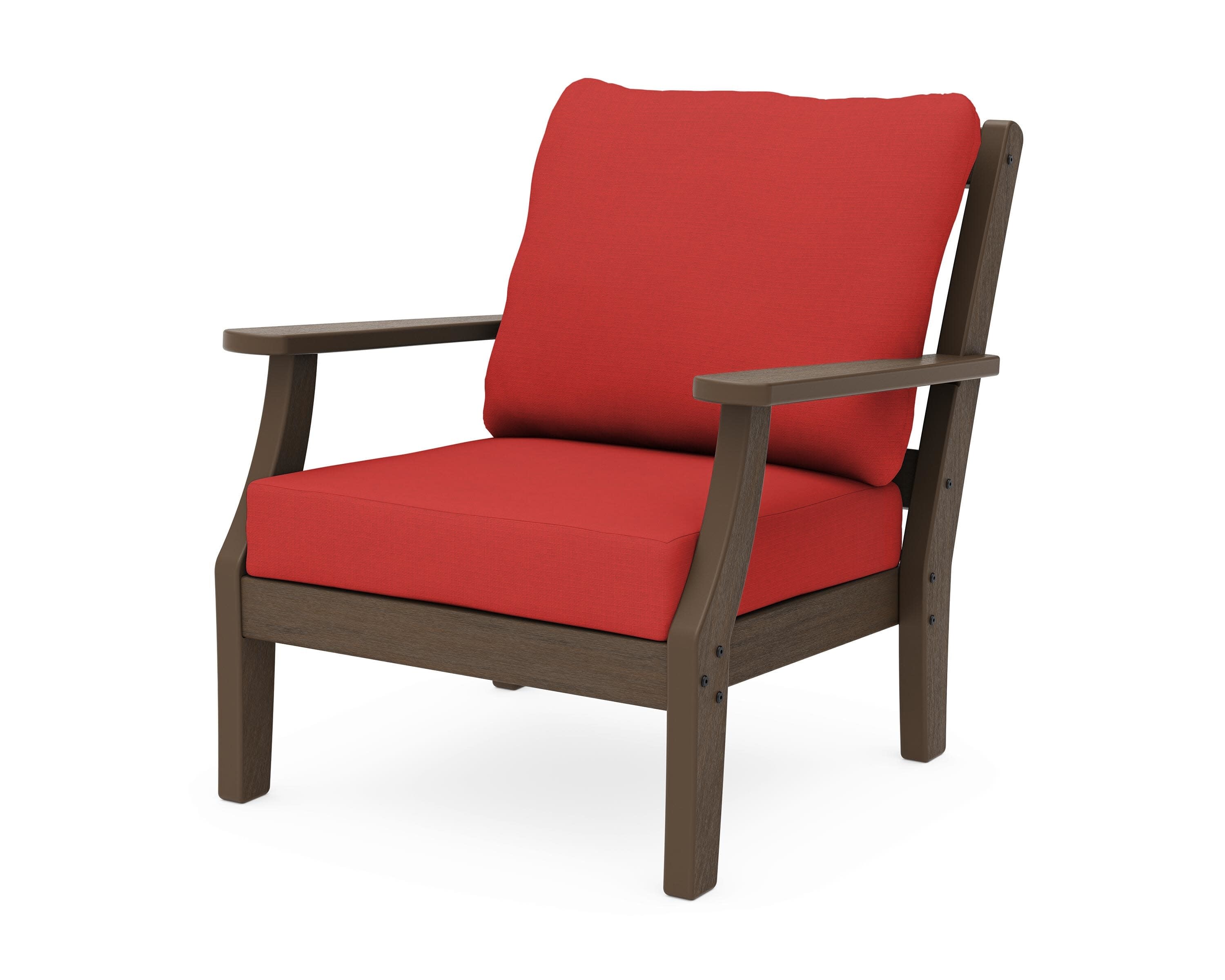 Chinoiserie Deep Seating Chair in Kona / Crimson Linen
