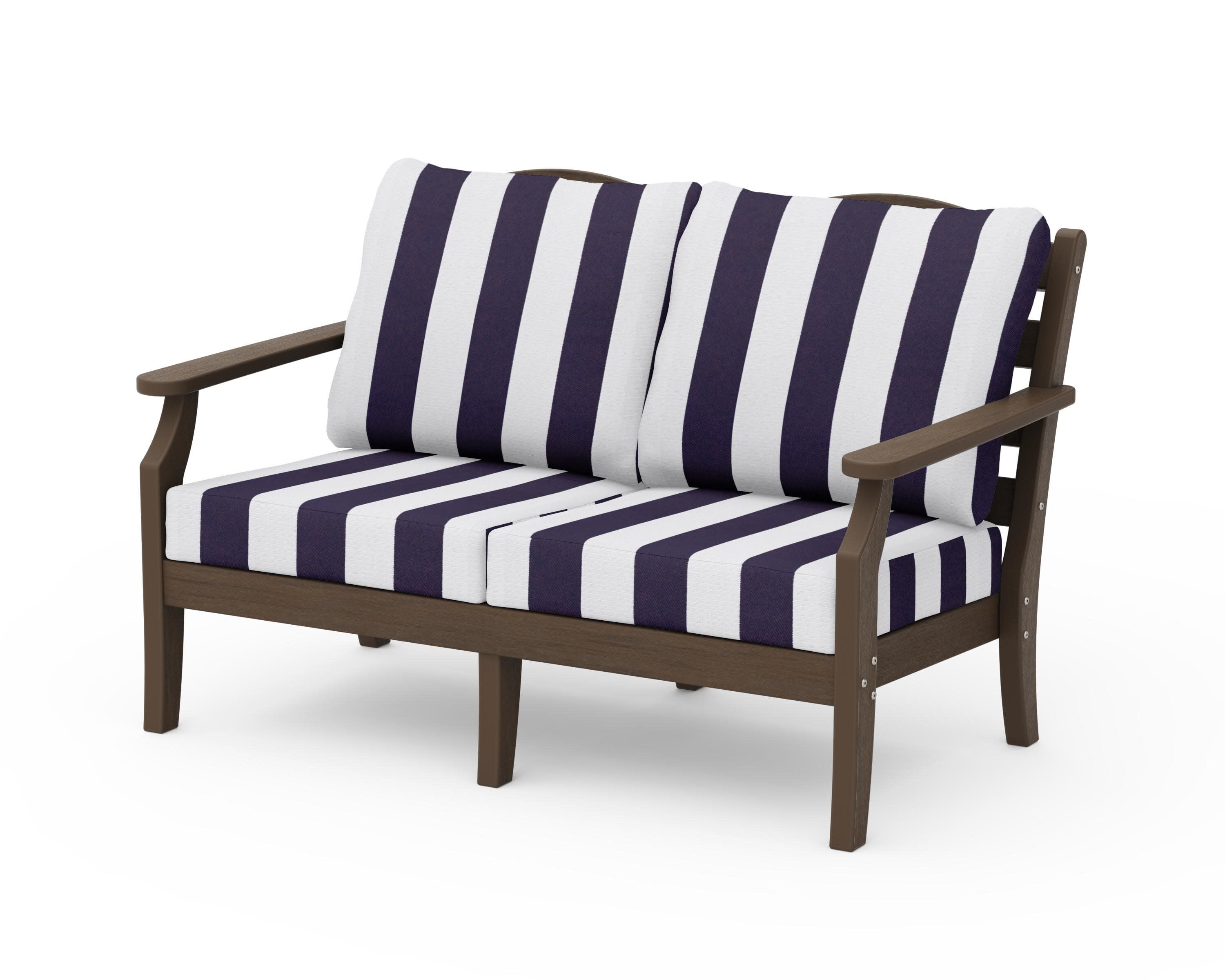 Savannah Deep Seating Loveseat in Kona / Cabana Stripe Navy