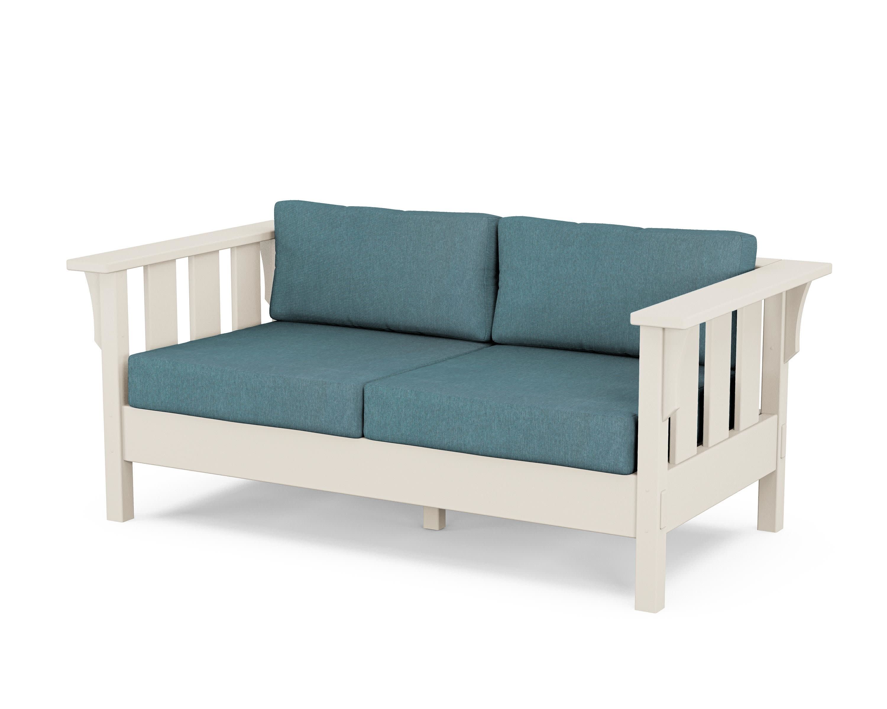 Acadia Deep Seating Loveseat in Sand / Ocean Teal