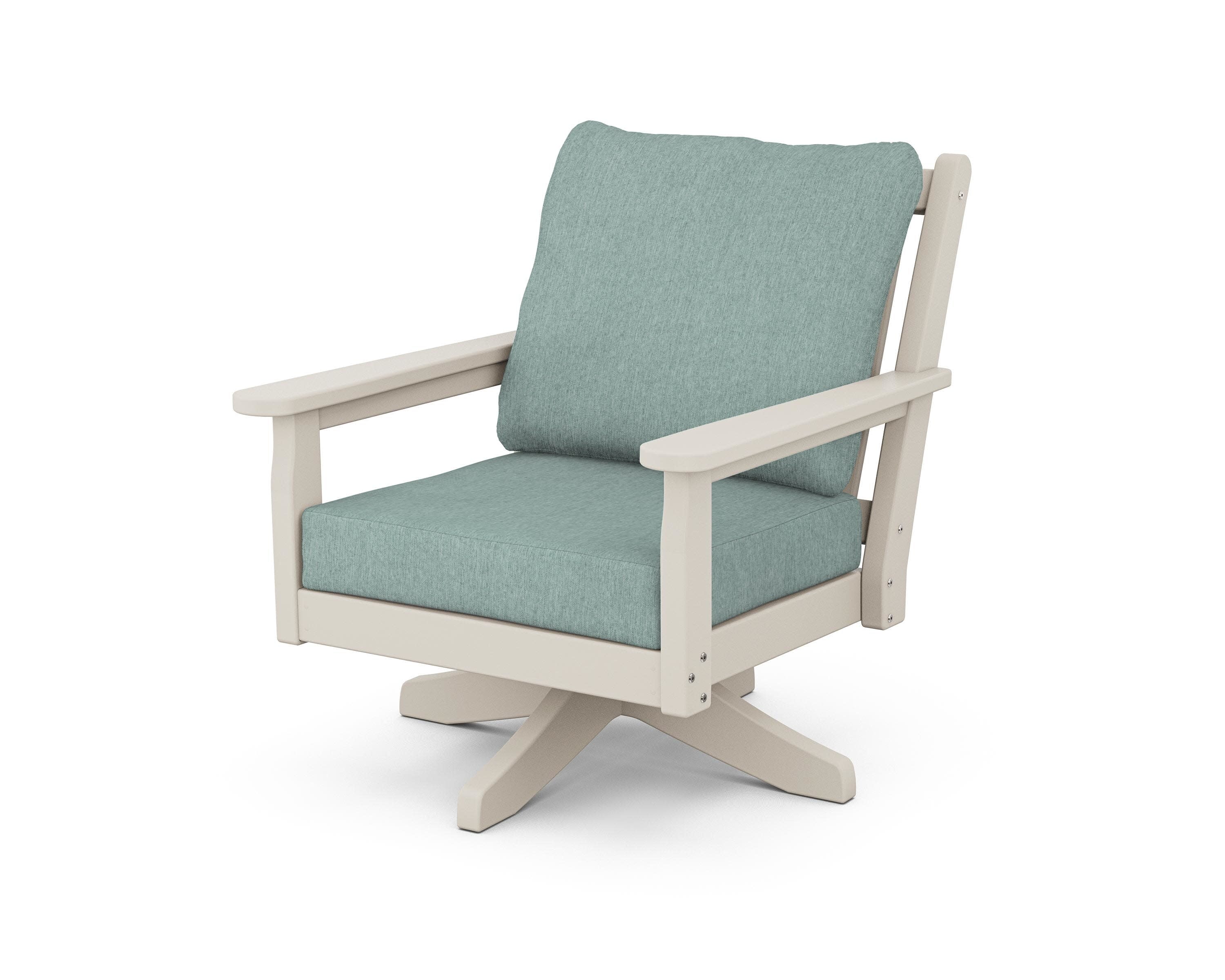 Chippendale Deep Seating Swivel Chair in Sand / Glacier Spa