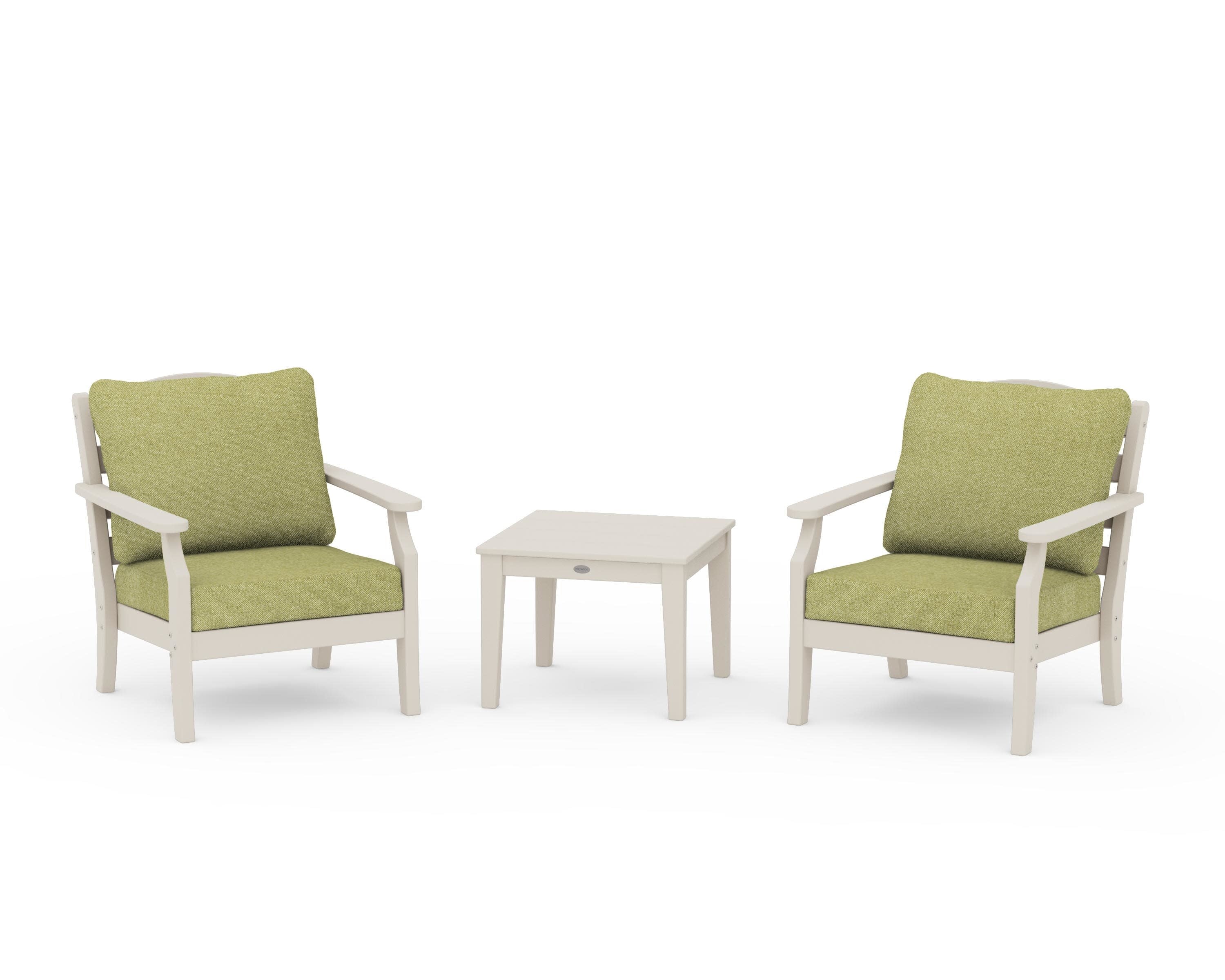 Savannah 3-Piece Deep Seating Set in Sand / Chartreuse Boucle