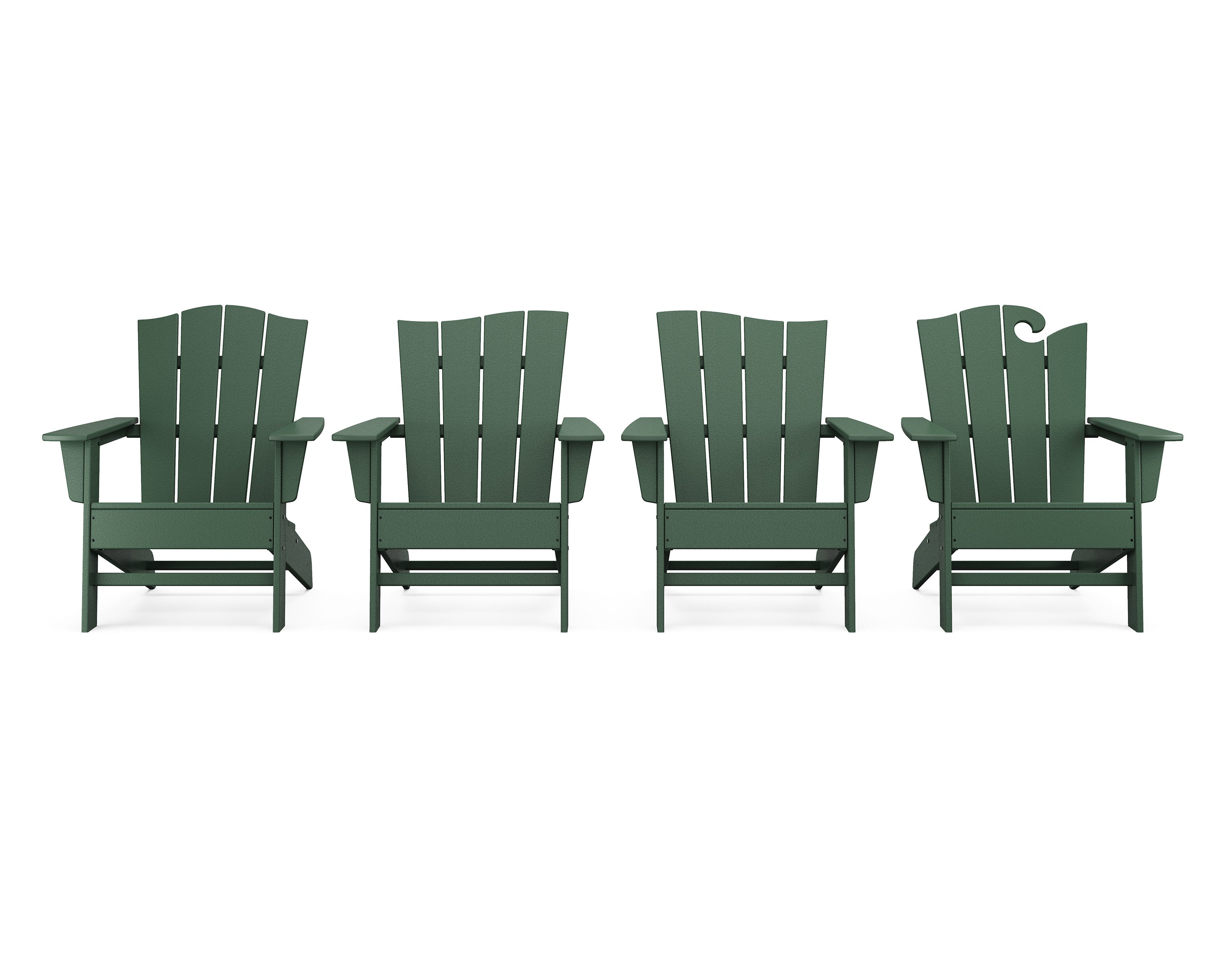 Wave Collection 4-Piece Adirondack Chair Set in Green