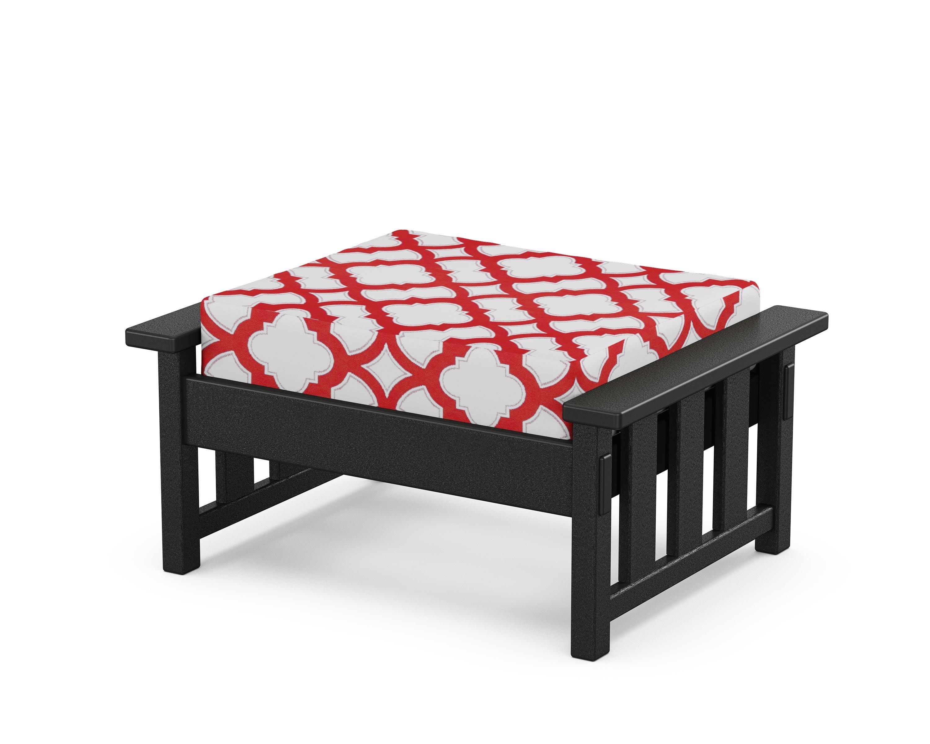 Acadia Deep Seating Ottoman in Black / Trellis Crimson