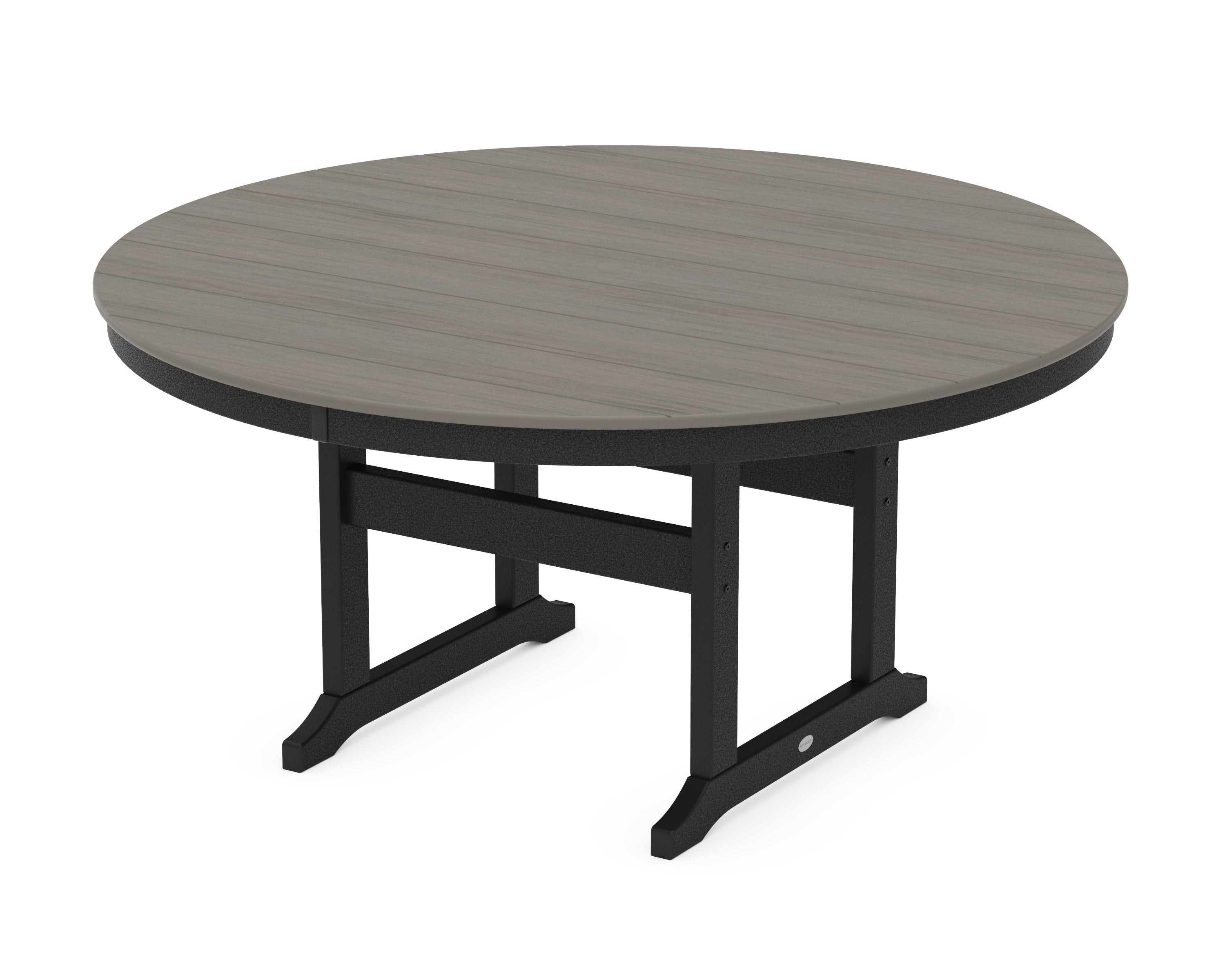 60" Round Farmhouse Dining Table in Black / Driftwood