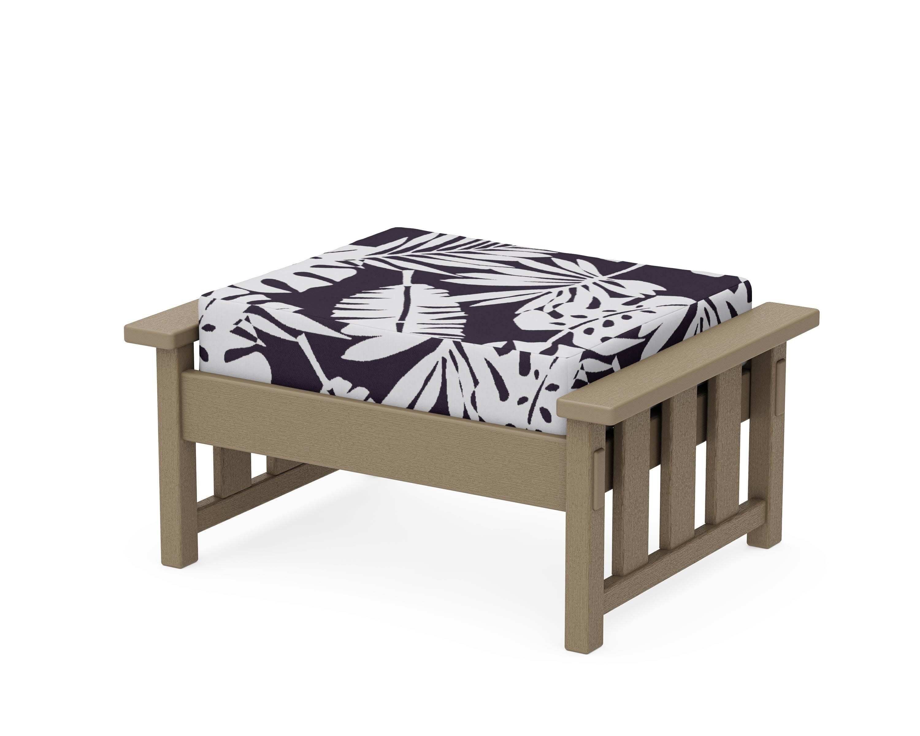 Acadia Deep Seating Ottoman in Vintage Sahara / Leaf Navy