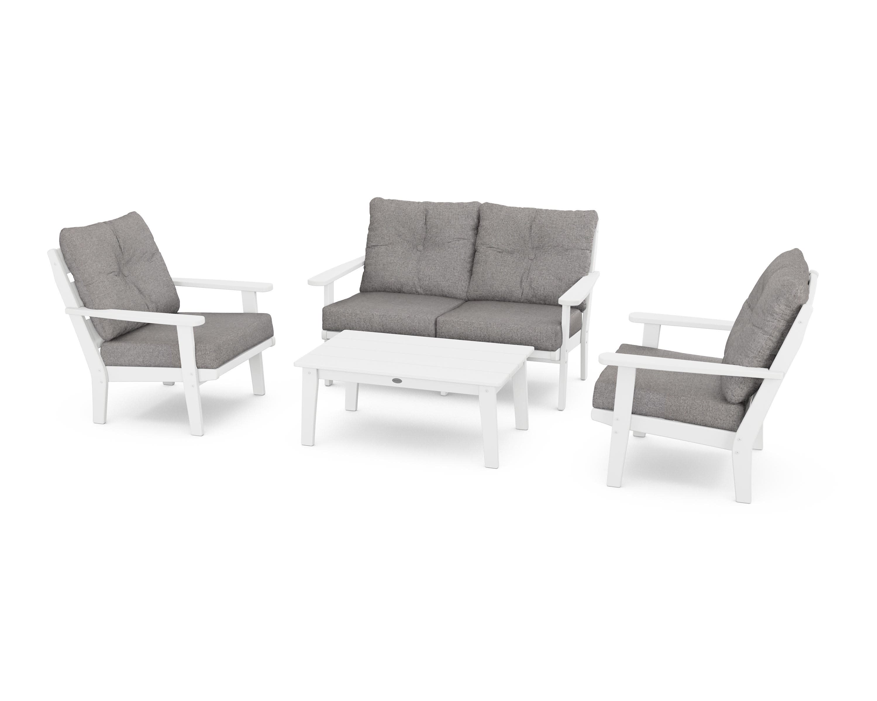 Lakeside 4-Piece Deep Seating Set in White / Grey Mist