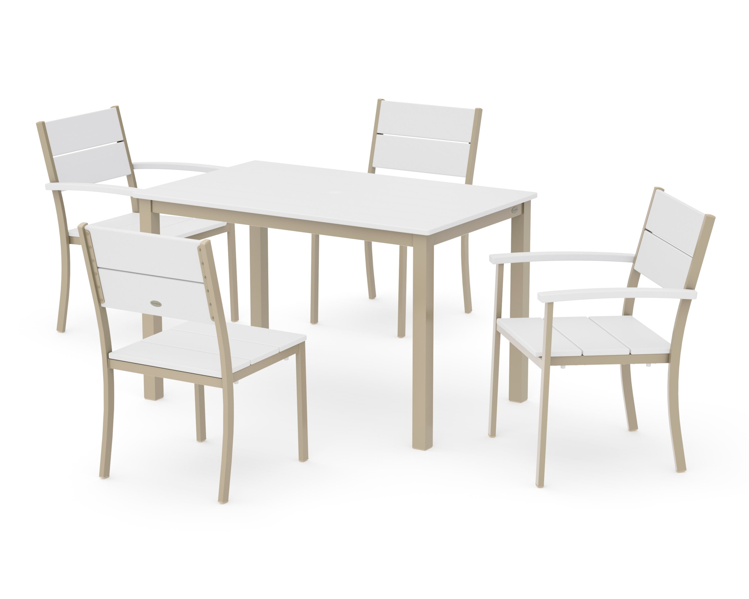 Main Street 5-Piece Dining Set in Sand / White