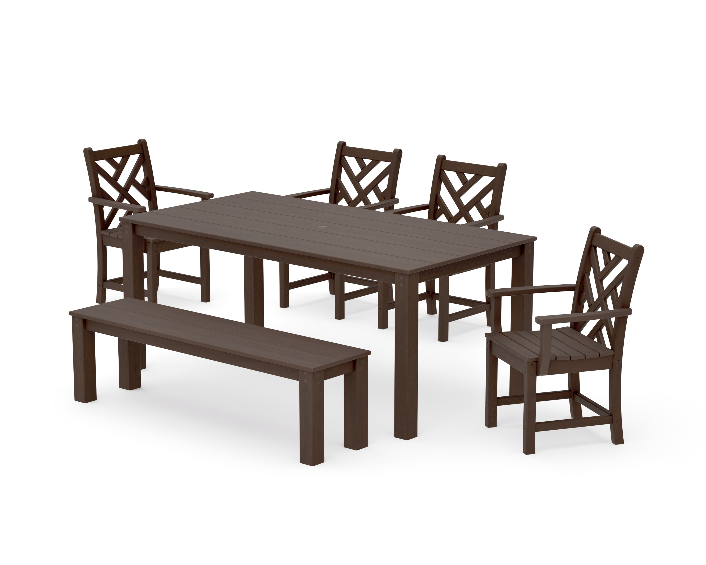 Chippendale 6-Piece Parsons Dining Set with Bench in Kona