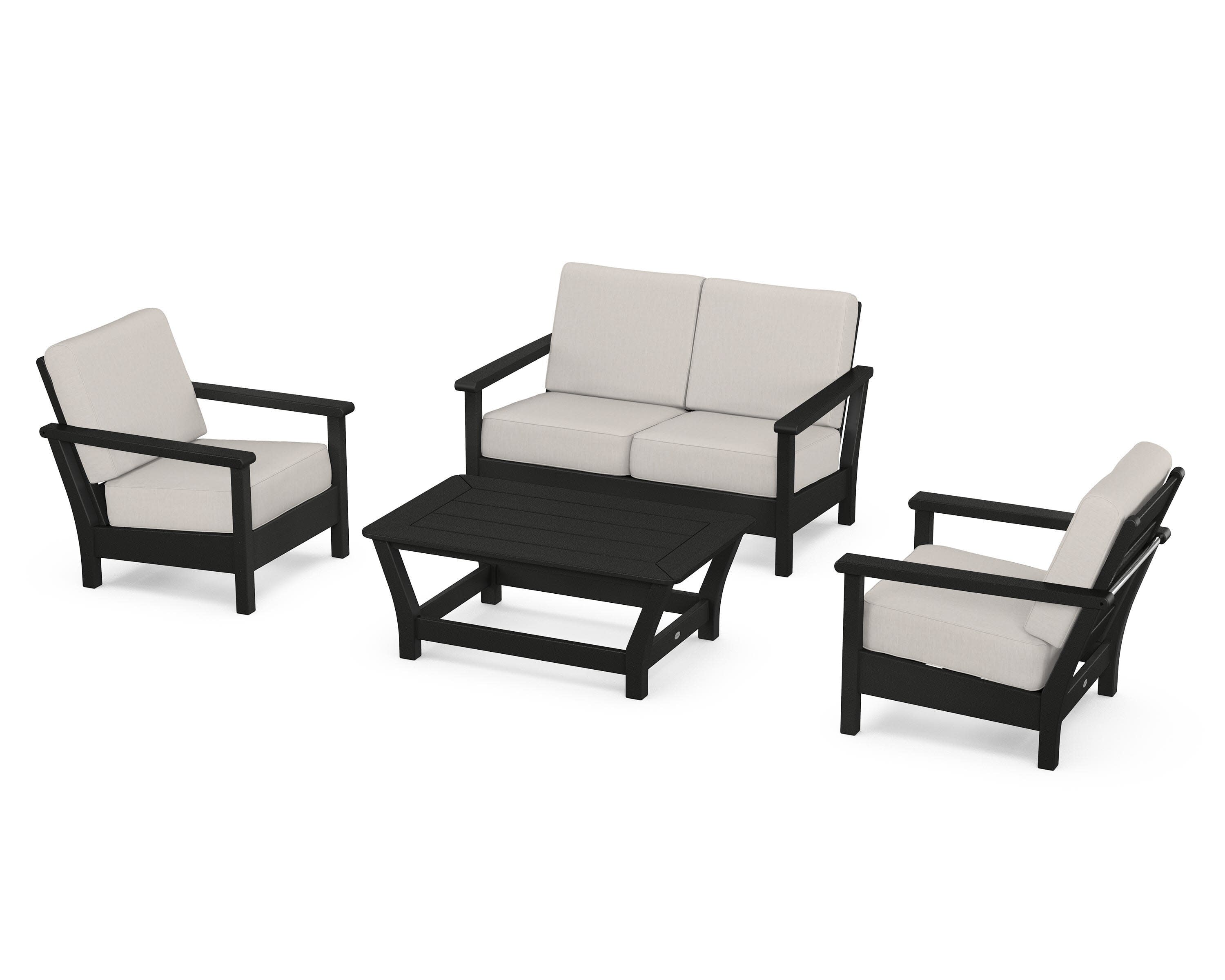 Harbour 4-Piece Deep Seating Set in Black / Cast Ash