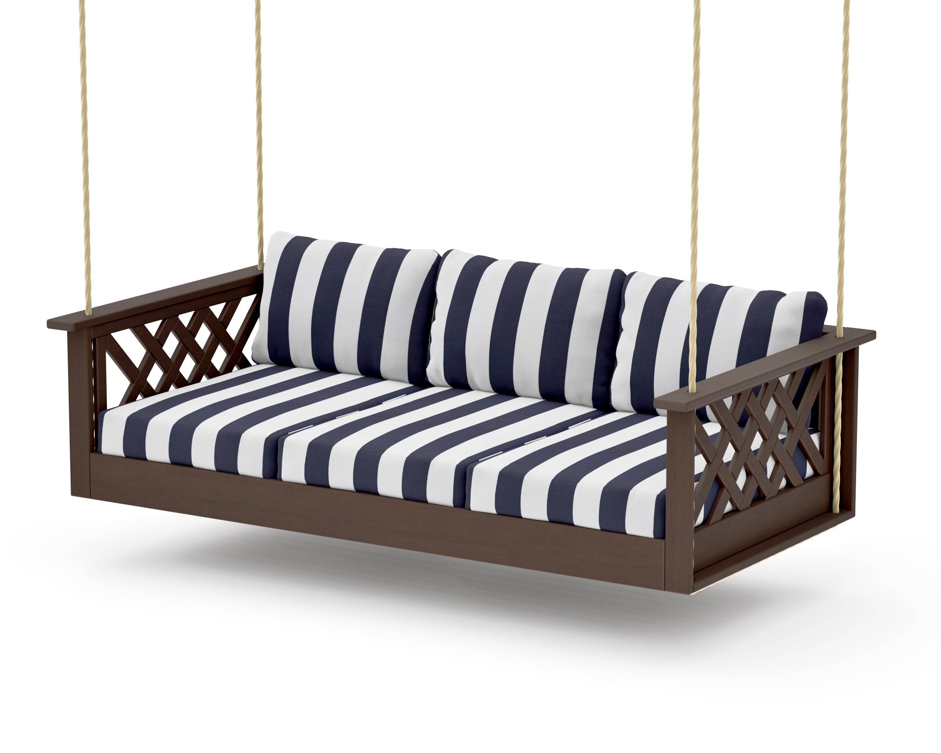 Wovendale Daybed Swing in Kona / Cabana Stripe Navy