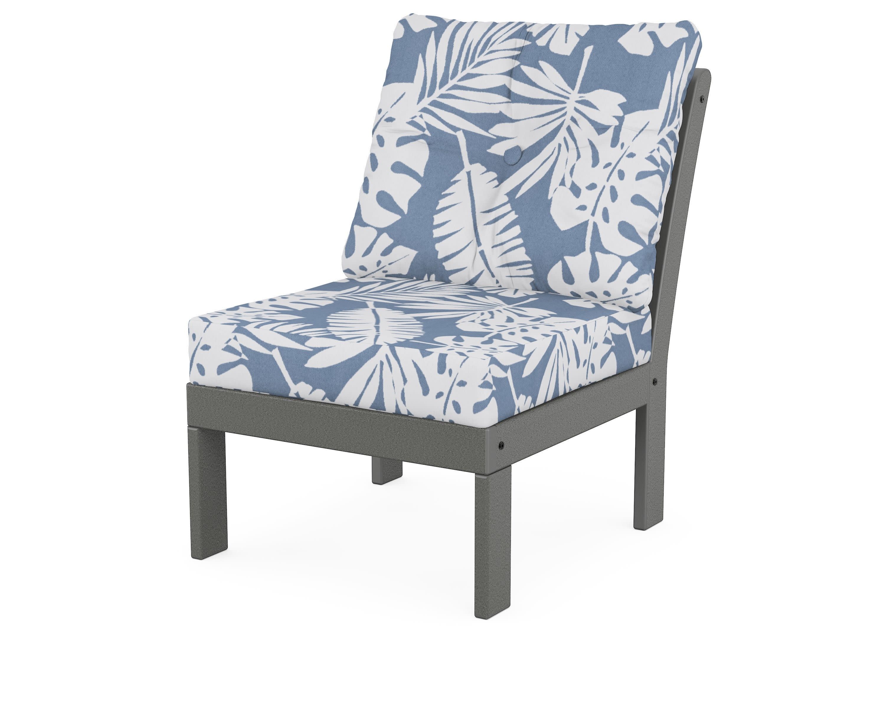 Vineyard Modular Armless Chair in Slate Grey / Leaf Sky Blue