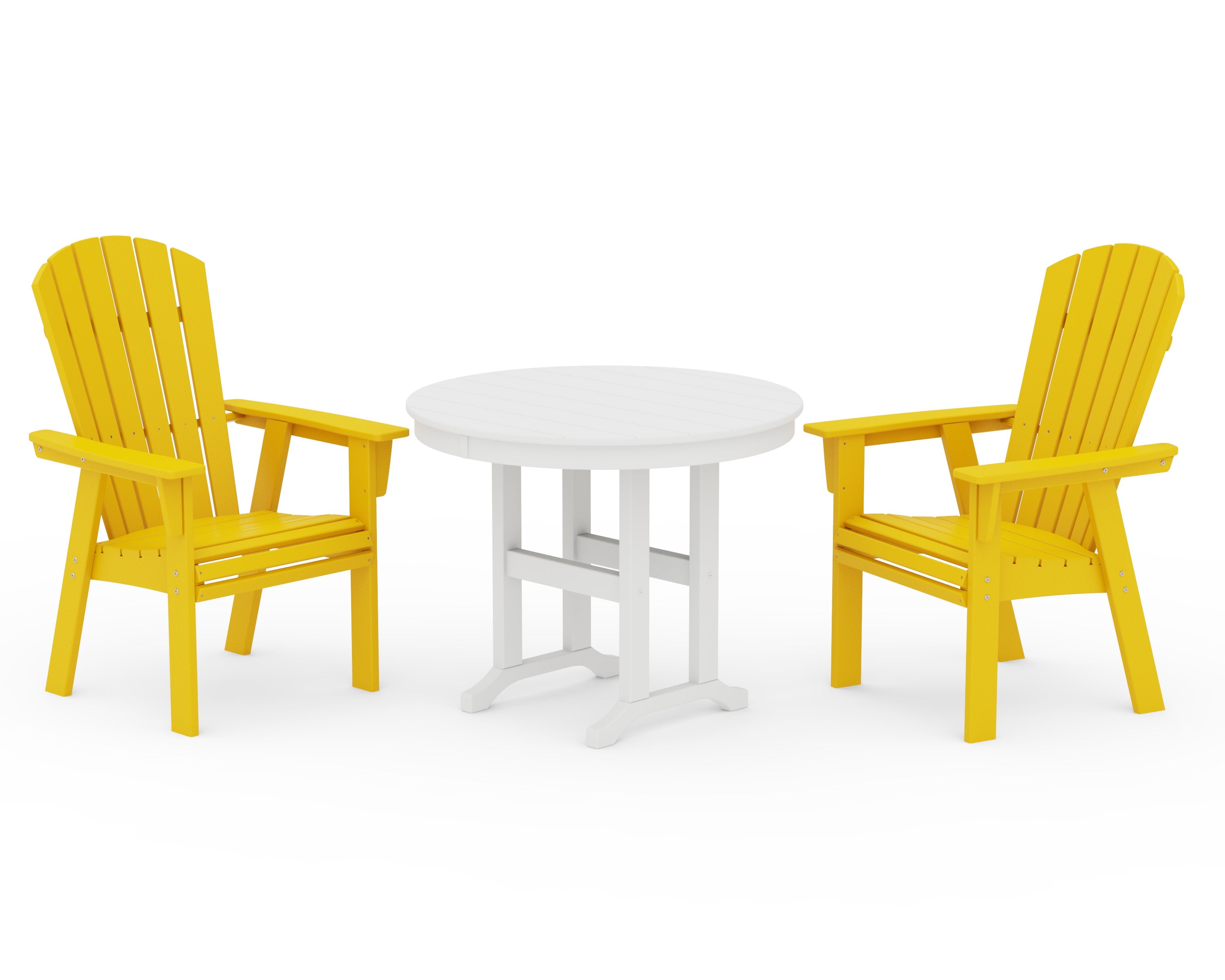 Nautical Adirondack 3-Piece Round Dining Set in Lemon / White