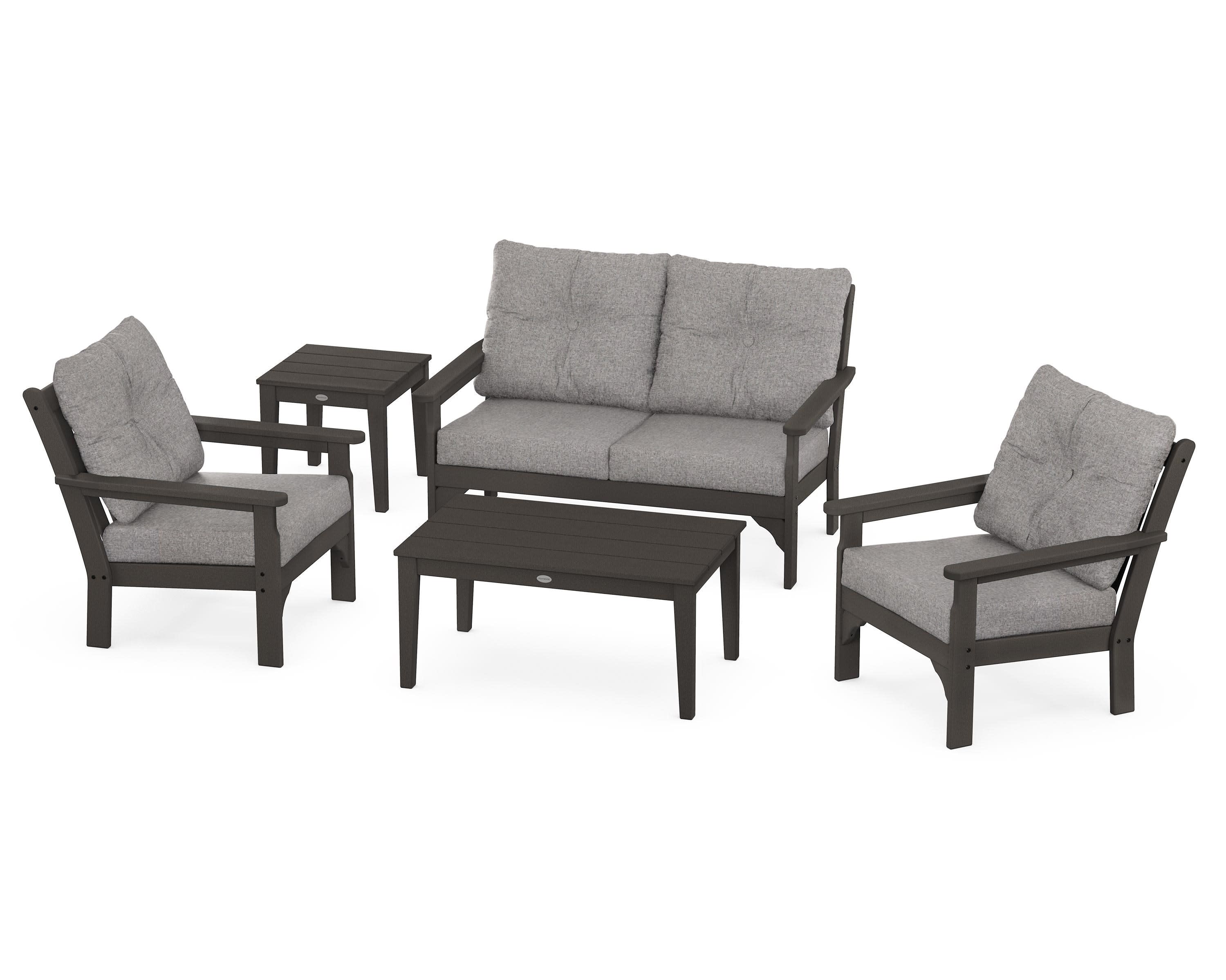 Vineyard 5-Piece Deep Seating Set in Vintage Coffee / Grey Mist