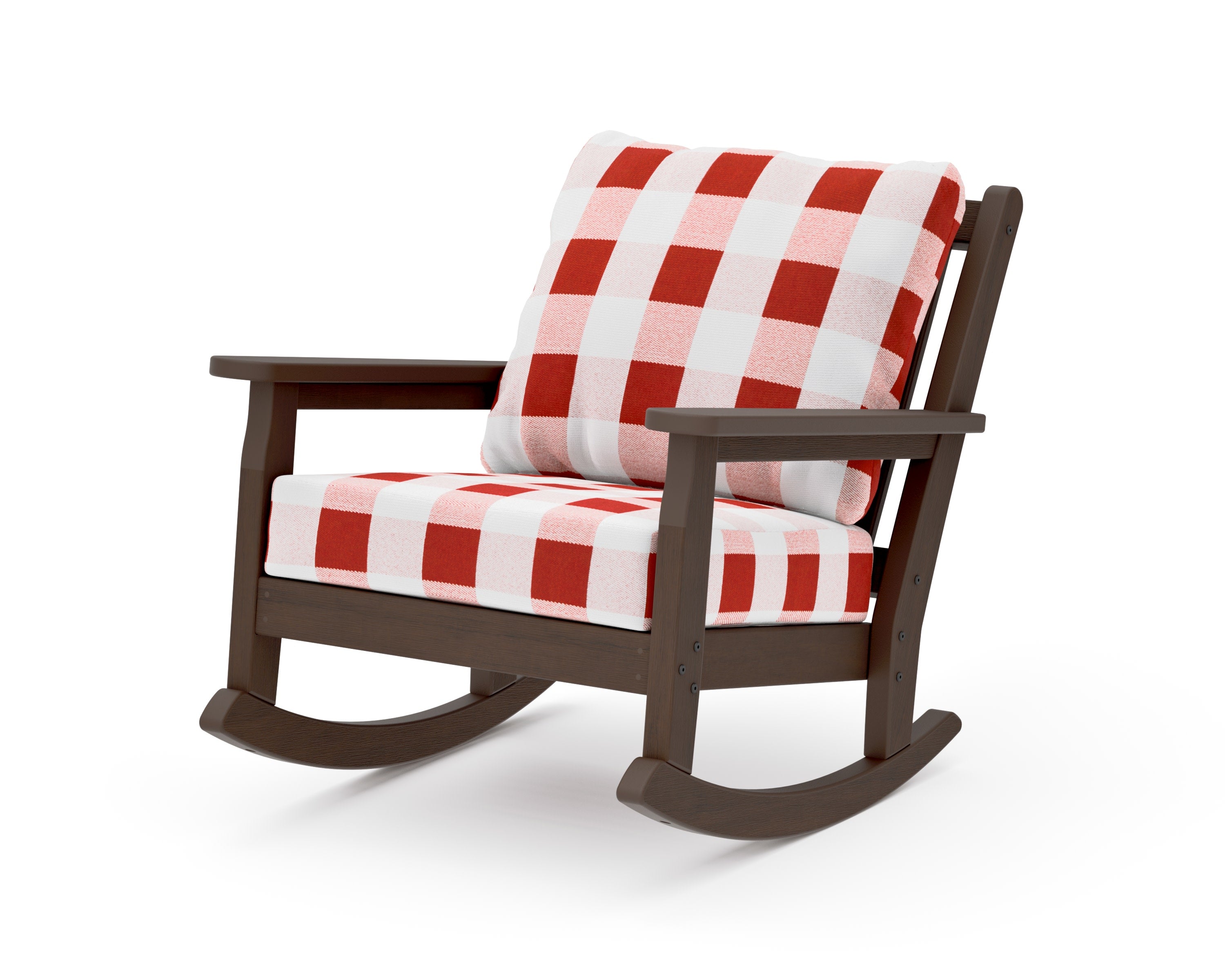 Chippendale Deep Seating Rocking Chair in Kona / Buffalo Plaid Crimson