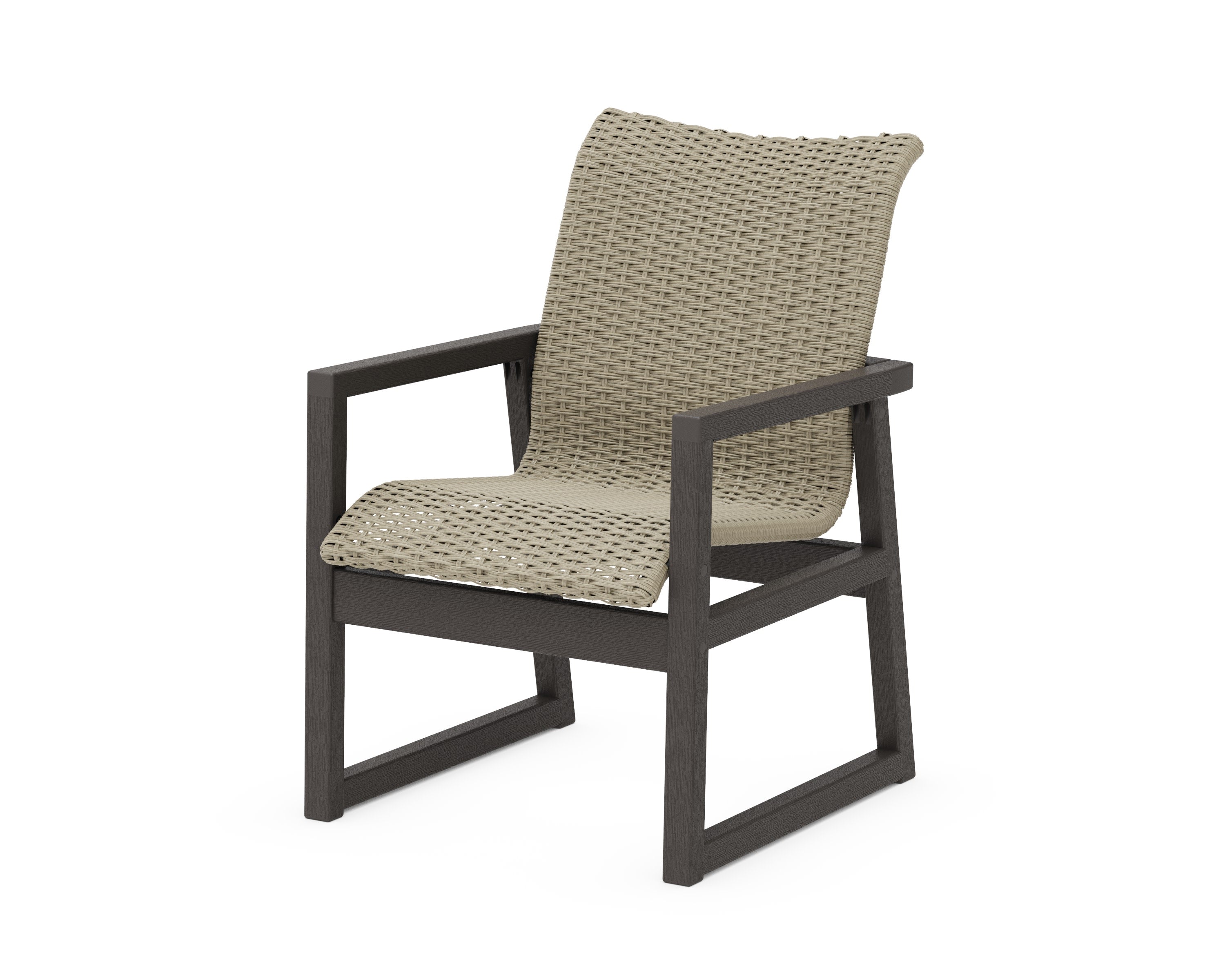 EDGE Woven Dining Arm Chair in Vintage Coffee / Dune Grass