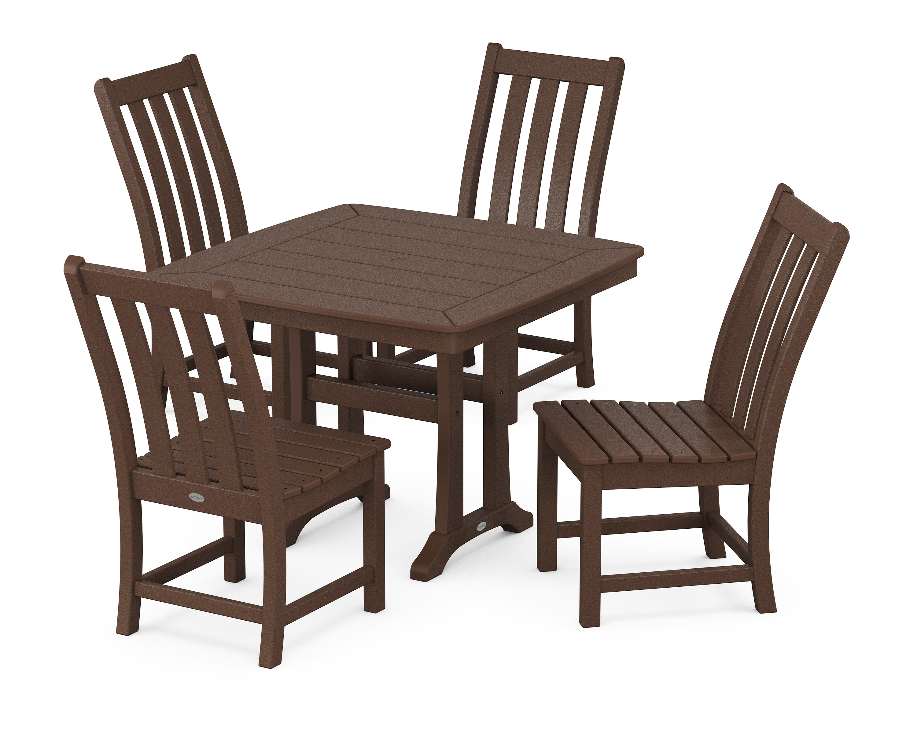 Vineyard Side Chair 5-Piece Dining Set with Trestle Legs in Mahogany